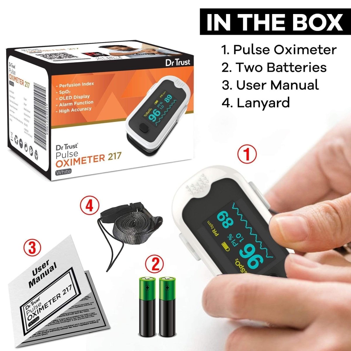 Dr Trust USA Pulse Oximeter 217 (White)