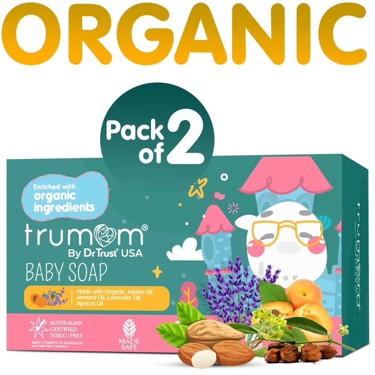 Trumom USA Baby Soap Bar with ORGANIC Formula 2014 (Pack of 2)