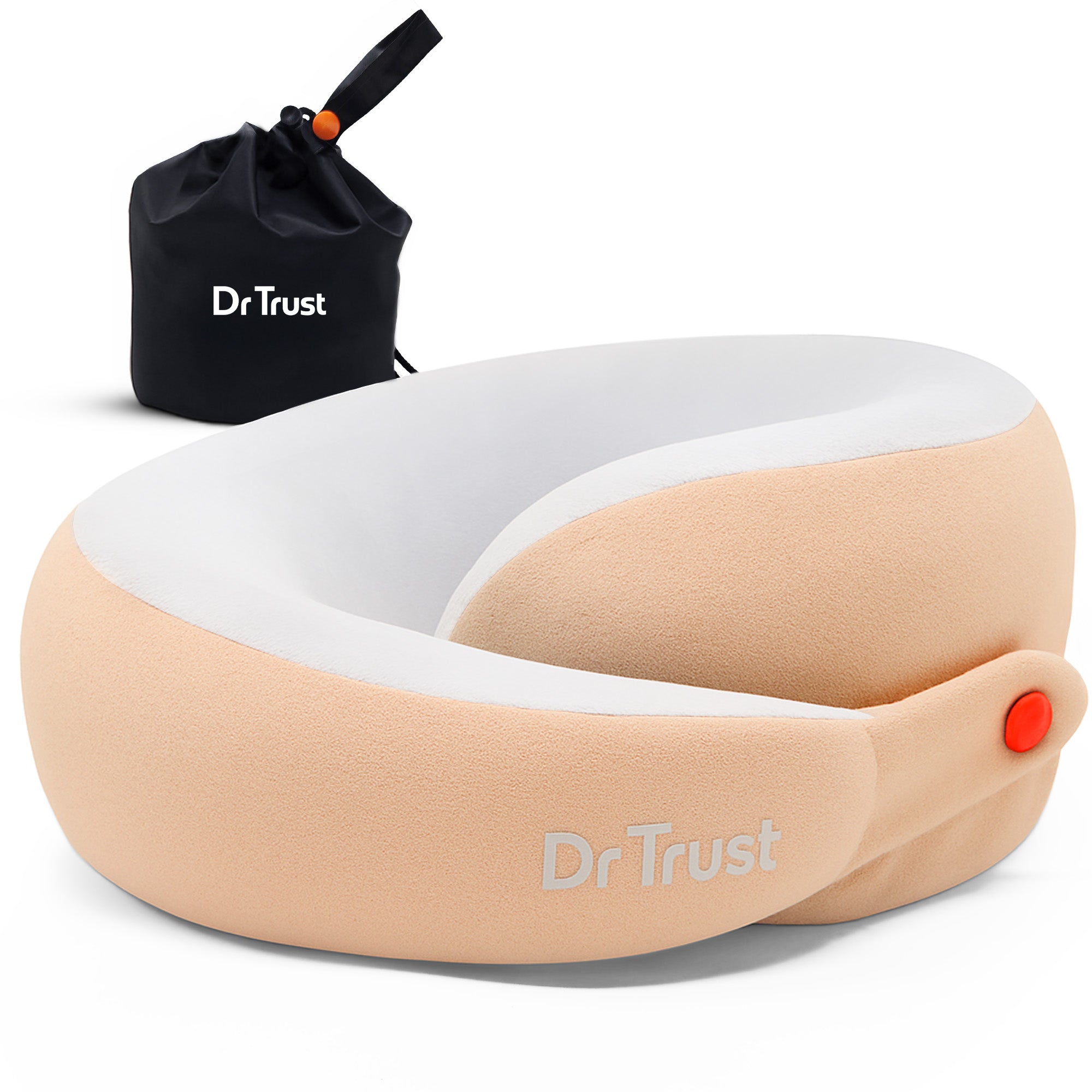 Dr Trust USA Cocoon 3205 Travel Neck Pillow 360° Ergonomic Support for Car, Flight & Train Comfortable Memory Foam Pillow with 4 Adjustable Buttons – Pink Voyager