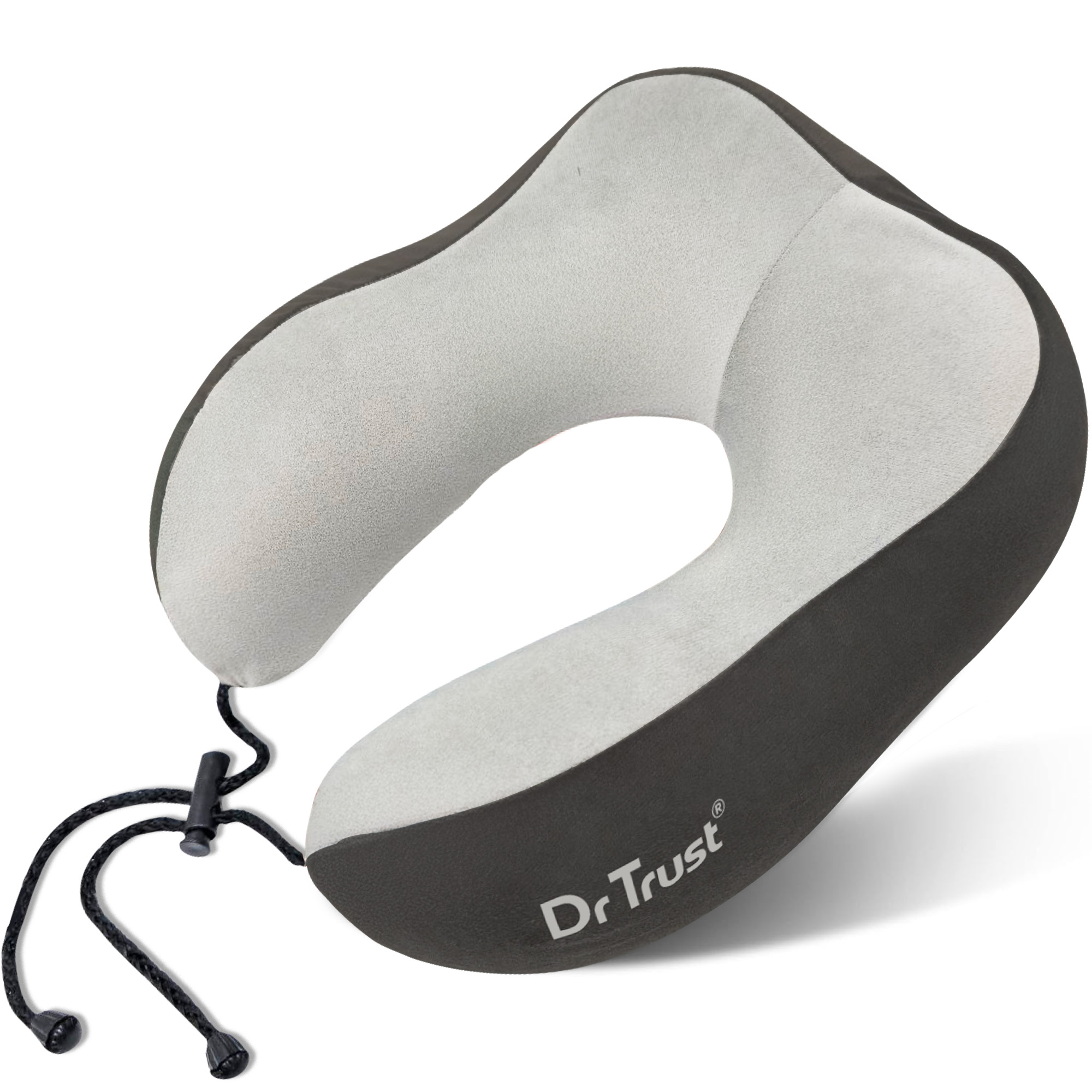 Dr Trust USA 3209 Travel Pillow for Neck & Head Support Soft Memory Foam Travelling Pillow for Comfortable Sleeping in Airplane, Train, and Car, Lightweight, Carry Bag Included