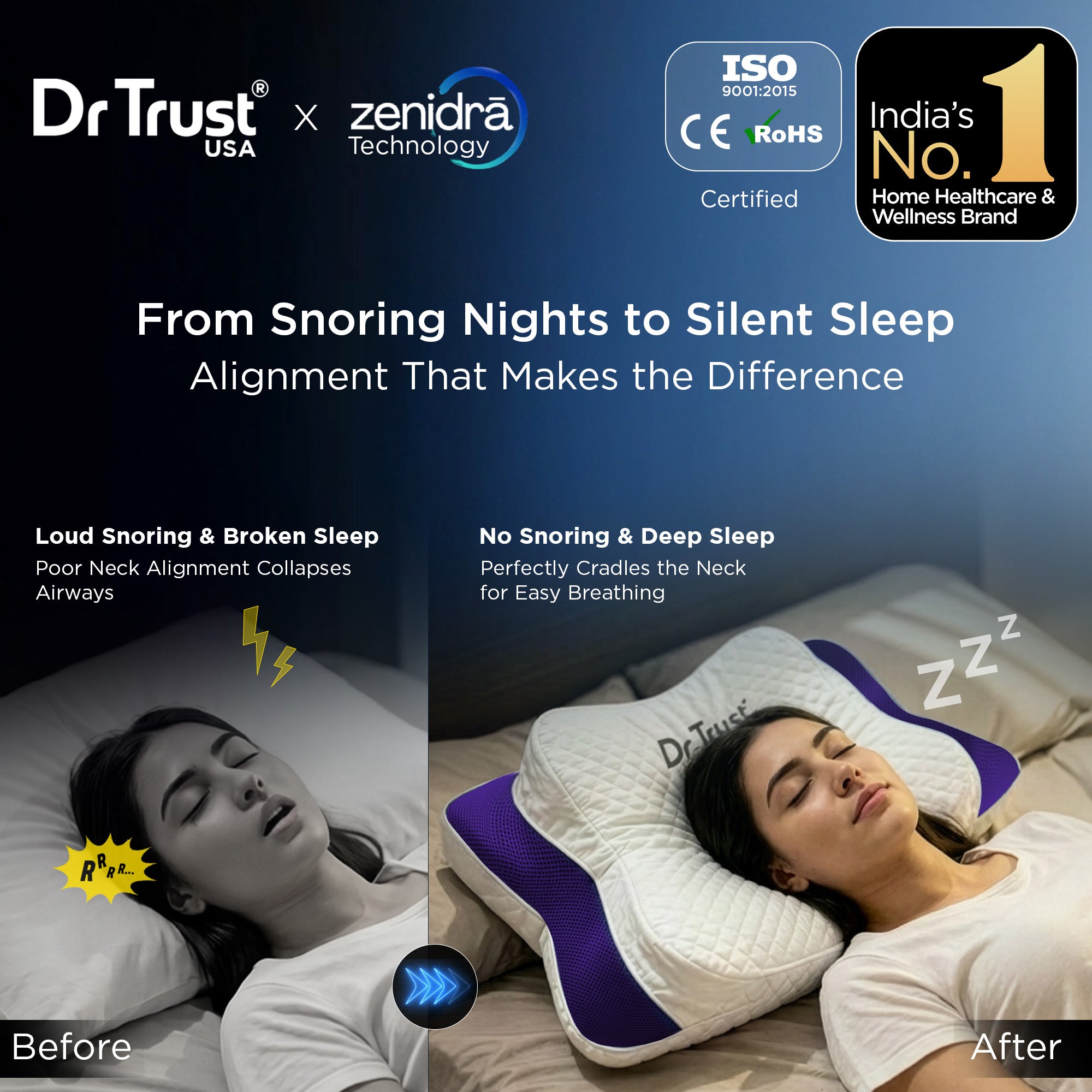 Dr Trust USA Anti-Snoring Butterfly Memory Foam Pillow 399