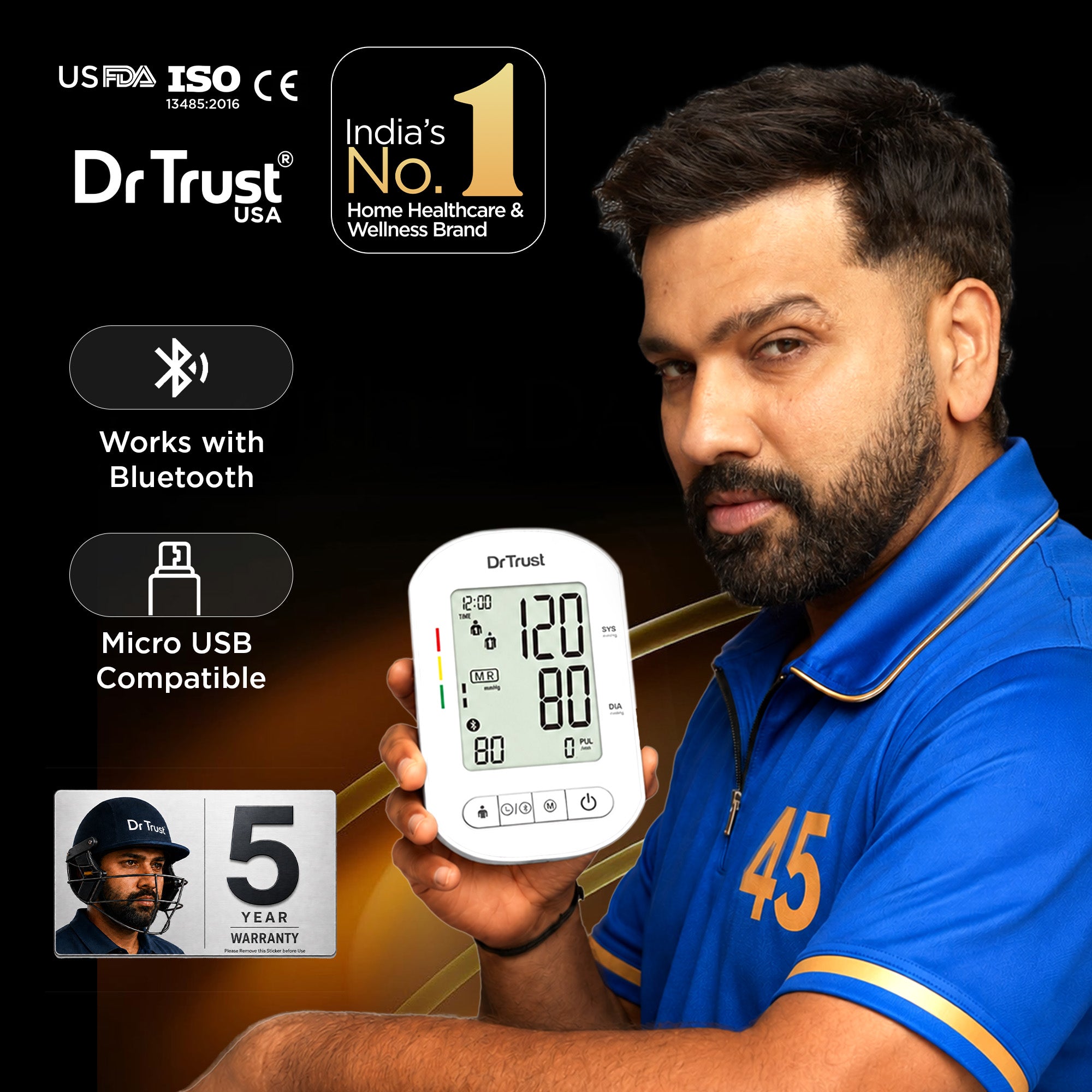 Dr Trust USA Blood Pressure Monitor Core Model with Bluetooth 124