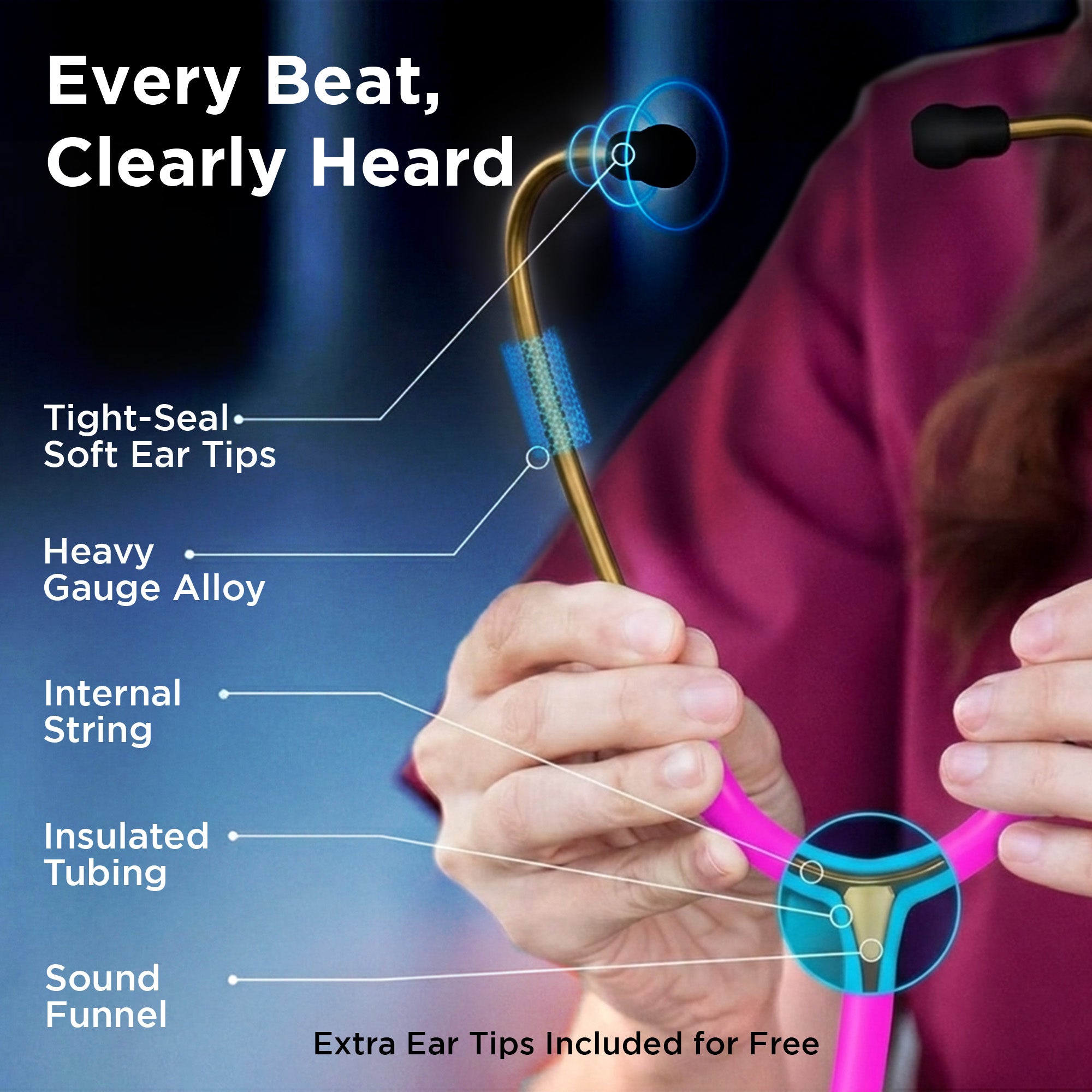 Dr Trust Gold Standard® III Stethescope 135 – PinkHero