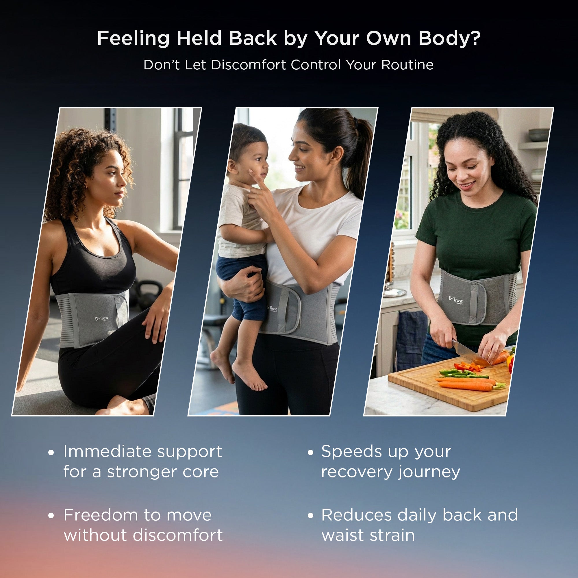Dr Trust USA 4502 Abdominal Support Belt for Lower Back Pain, Post Surgery & Pregnancy Recovery, 9” (23 cm) Lightweight and Breathable Orthopaedic Compression Belt for Men and Women