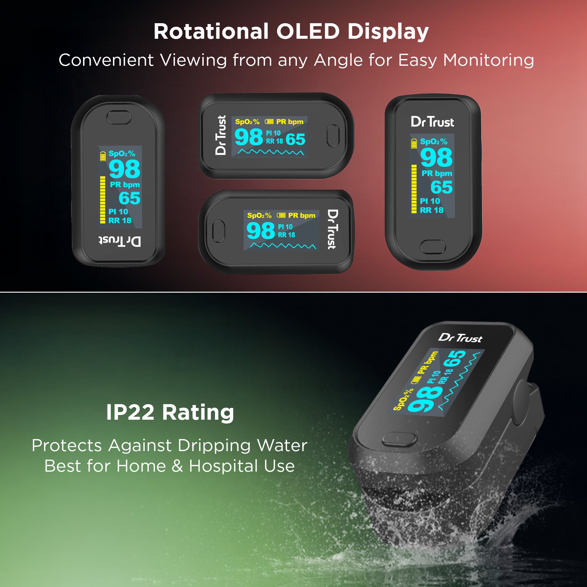 Dr Trust USA Finger Tip Pulse Oximeter Professional 210