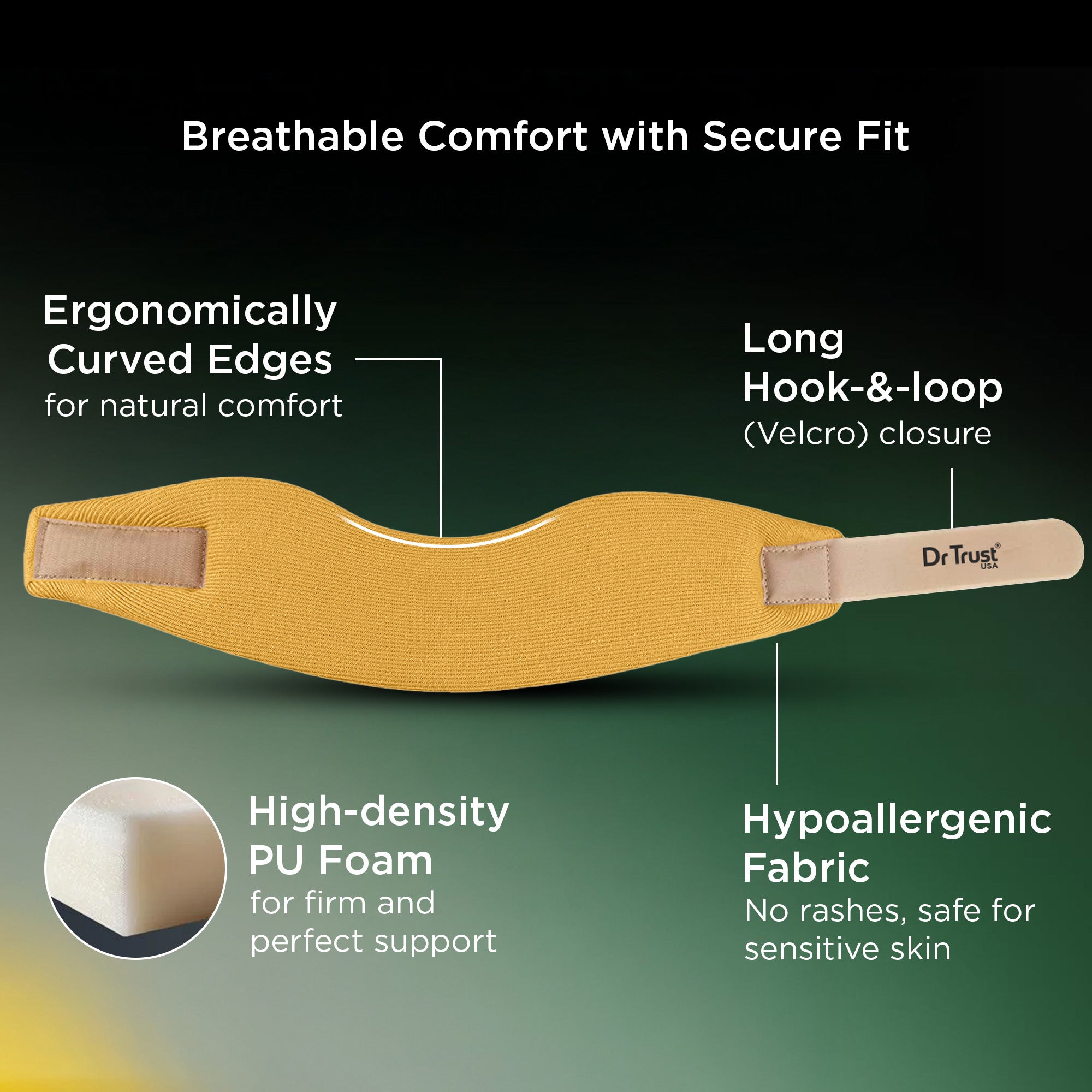Dr Trust USA 4101 Cervical Collar Soft-Firm Density Contoured Neck Support Brace for Pain Relief, Cervical Spondylosis & Injury Recovery Support Collar For Posture Correction & Daily Use