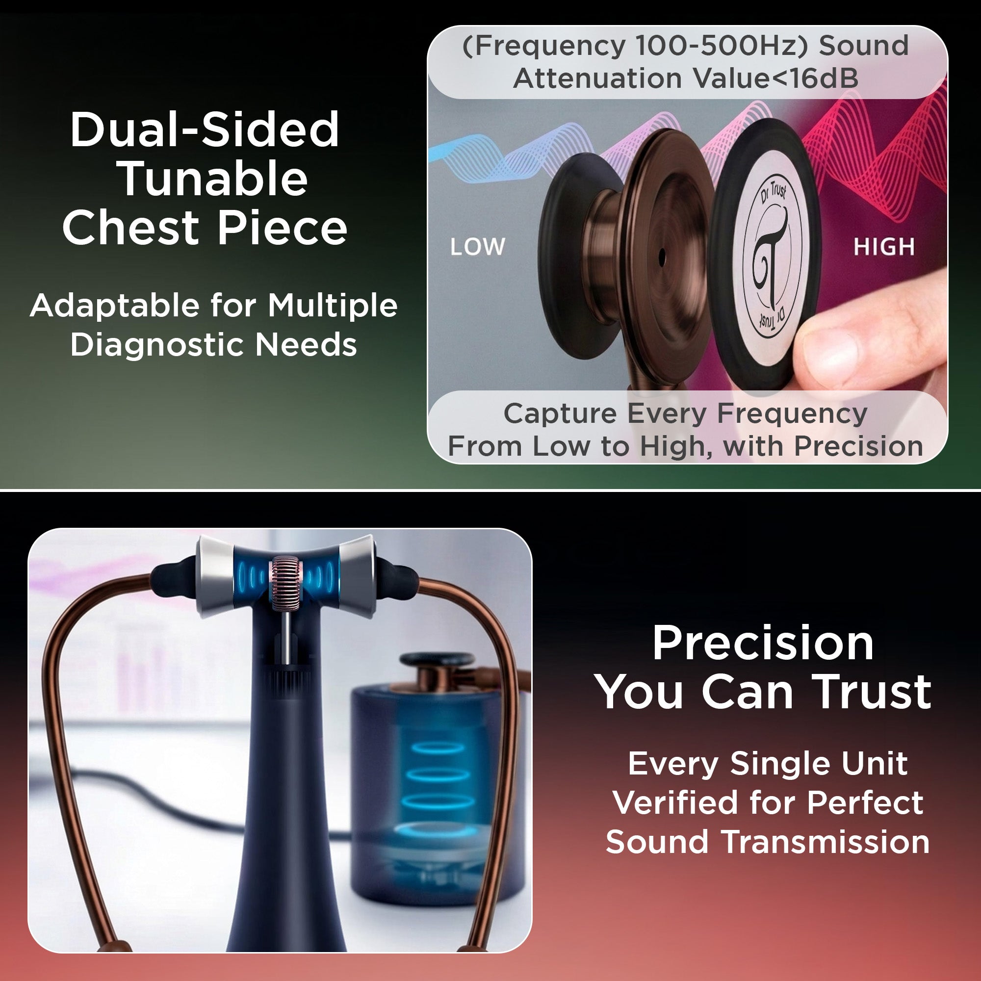 Dr Trust USA Gold Standard® III Stethoscope 136 – MochaGold