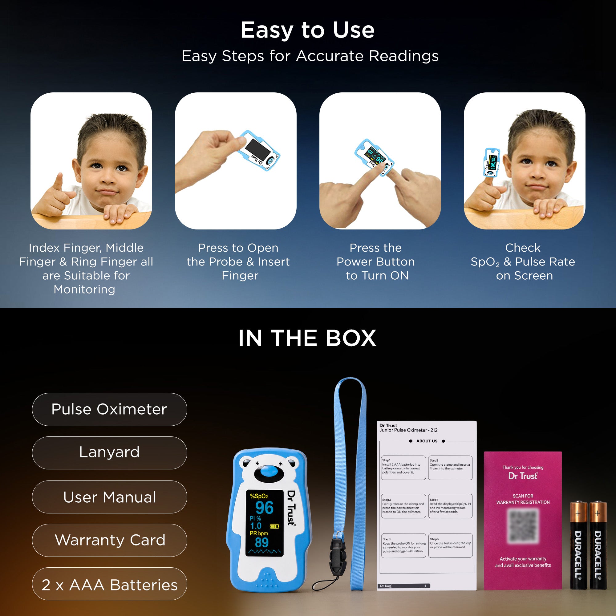 Dr Trust USA Paediatric Finger Tip Pulse Oximeter 212