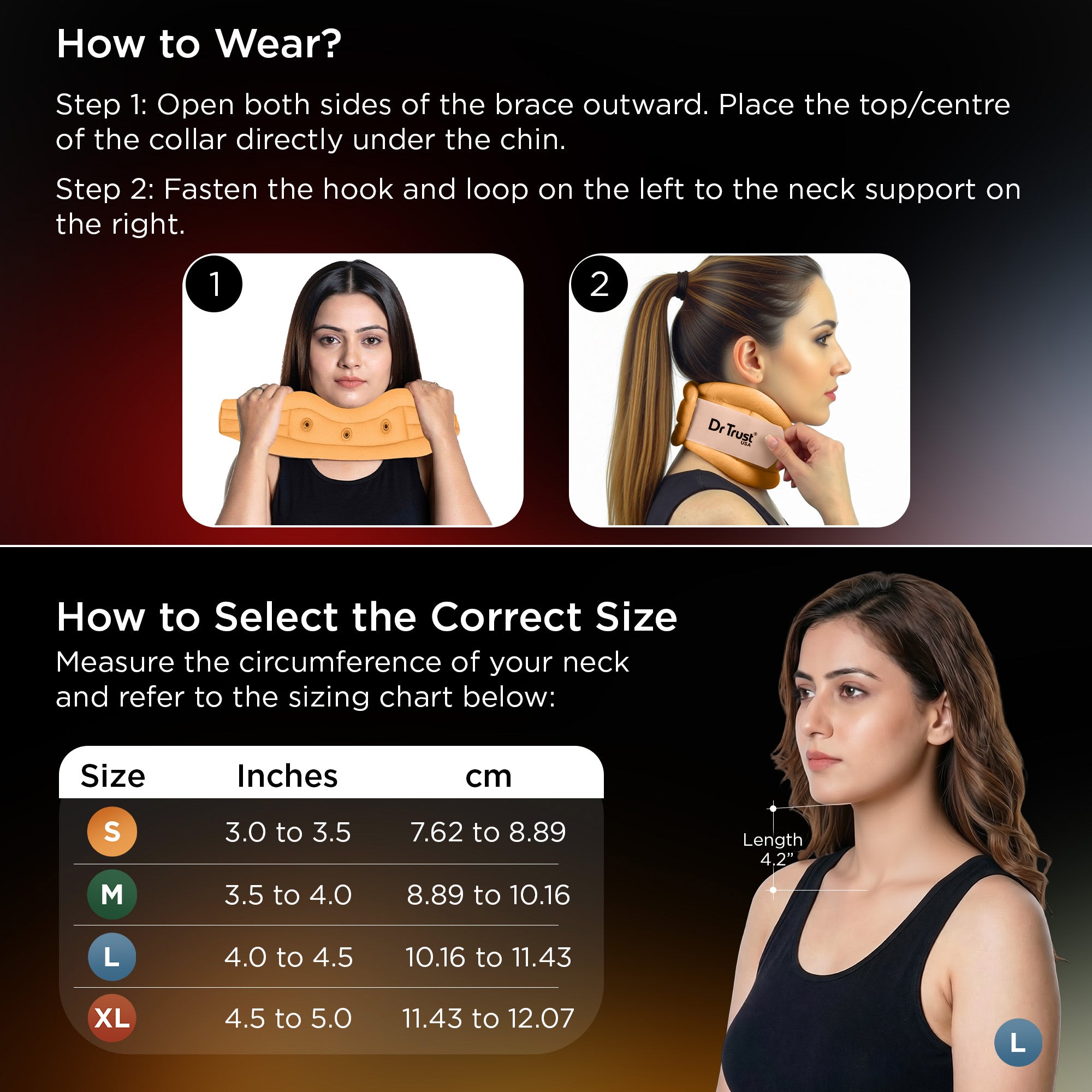 Dr Trust USA 4102 Cervical Collar Soft with Support High-Density Foam Neck Brace for Cervical Pain, Spondylosis, Injury, Immobilization & Posture Correction, Neck Collar for Men & Women