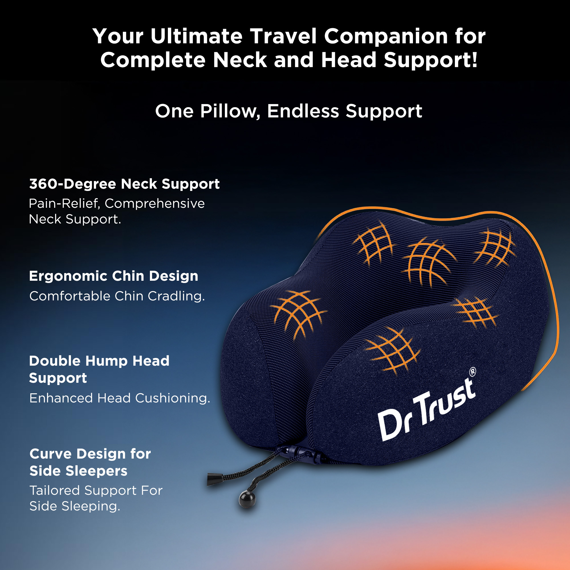 Dr Trust USA Orthopedic Memory Foam Travel Neck Pillow 358