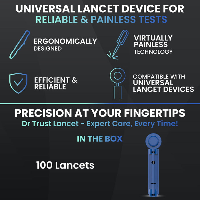 Dr Trust Glucometer Dr Trust USA Lancets 9008 (Pack of 100) (Compatible for use with all brands of Glucometers)