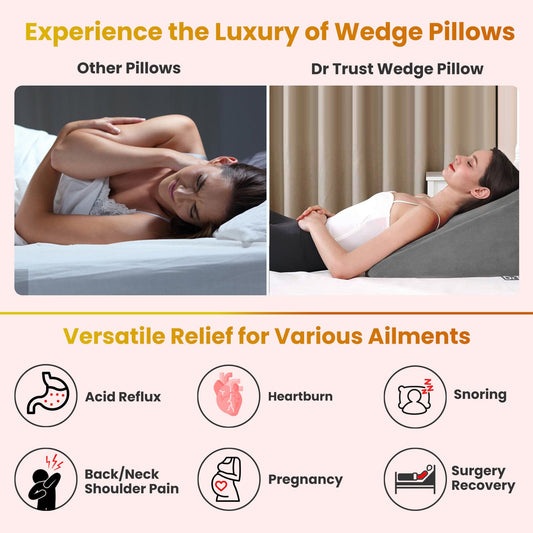 Dr Trust USA Dr Trust USA Orthopedic Wedge Back Rest Memory Foam Pillow for Sitting In Bed Ortho Memory Foam Support For Sleeping, Legs, Lumbar, Spine, Coccyx, Anti Snoring Acid Reflux & Cervical Neck Pain Relief 365