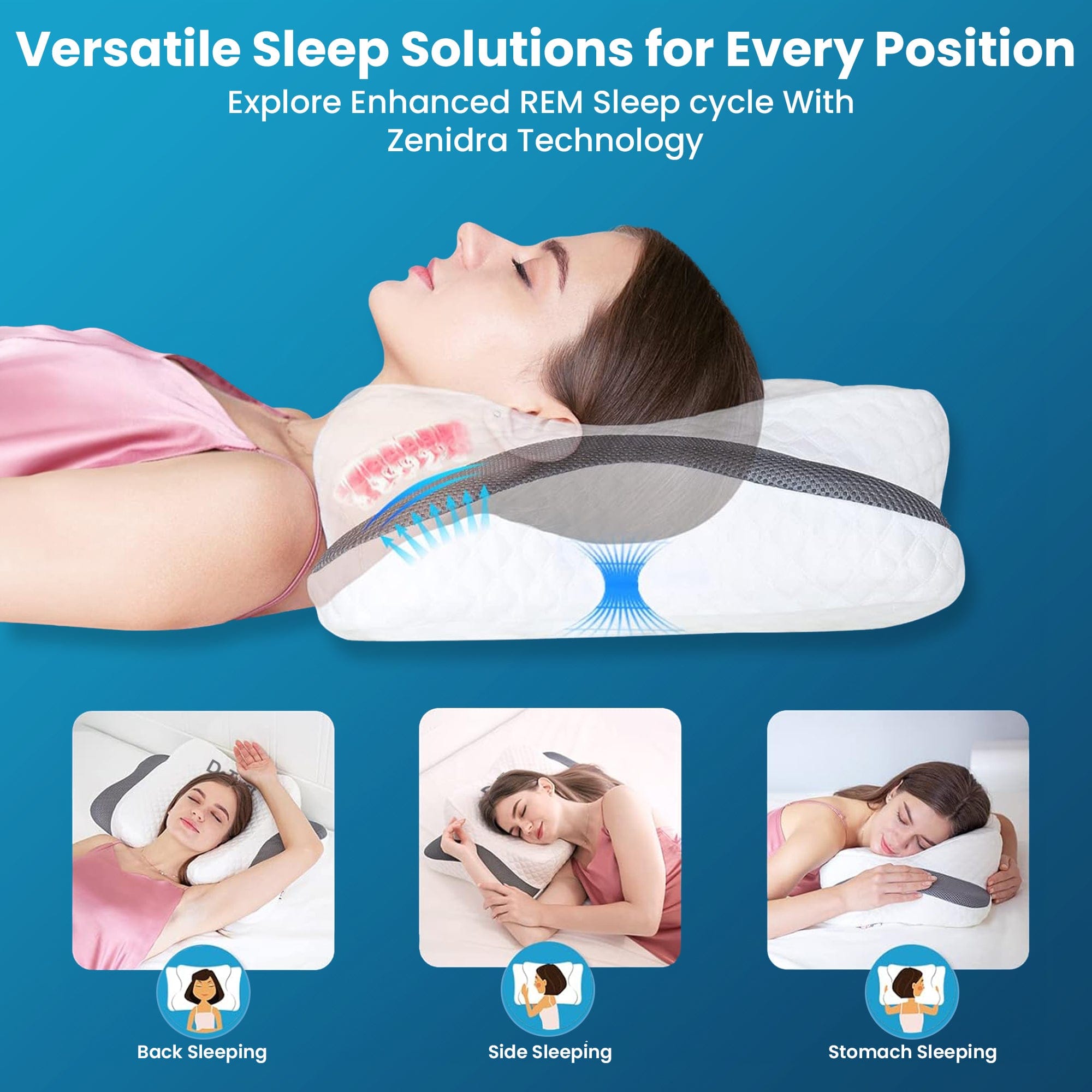 Dr Trust Dr Trust USA Orthopedic Memory Foam Cervical Pillow for Neck Pain, Head & Shoulder Support Effective for Sleep Apnea, Insomnia, Snoring, & Stress, Anatomic Cushion for Side, Back & Stomach Sleepers-361