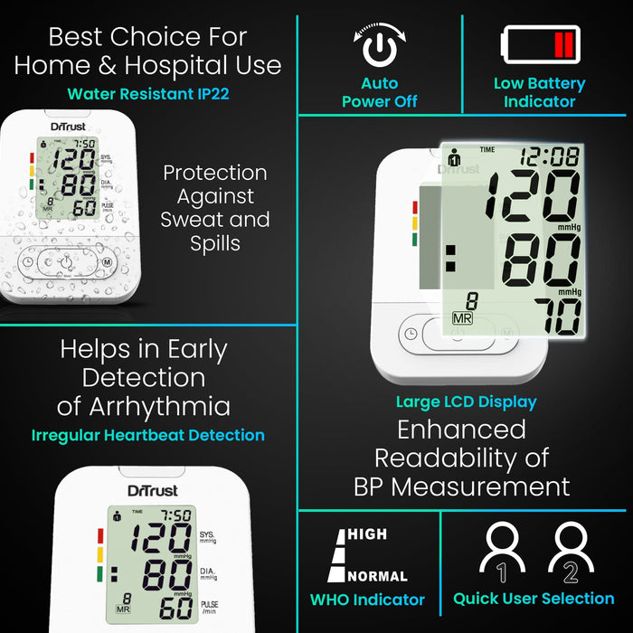 Dr Trust USA Blood Pressure Monitor Dr Trust USA BP Check Digital Blood Pressure Monitor -126, Fully Automatic Arm-type BP Monitoring Machine For Accurate Results, Best Blood Pressure Monitor For Home Use