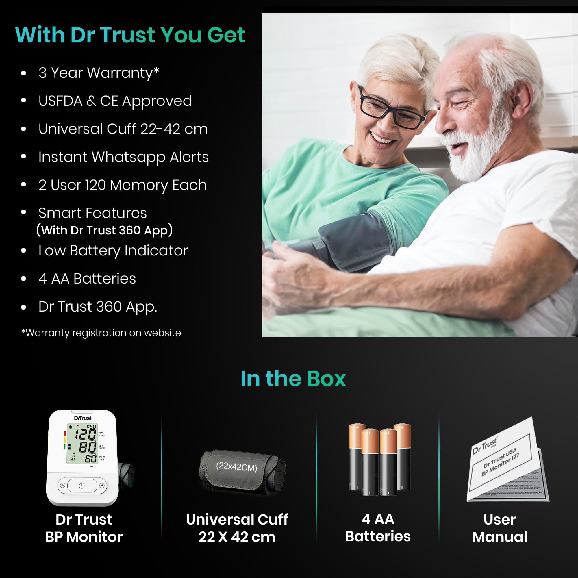 Dr Trust USA Blood Pressure Monitor Dr Trust USA BP Check Pro Digital Blood Pressure Monitor -127, Fully Automatic Arm-type BP Monitoring Machine With Adapter For Accurate Results, Best BP For Home Use