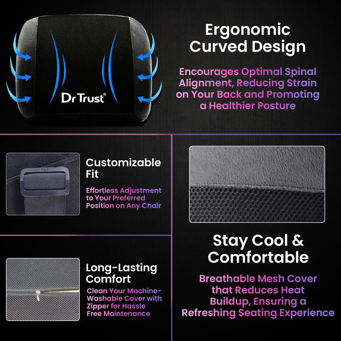 Dr Trust USA backrest Dr Trust USA Backrest Pillow 305 - Targeted Pressure Relief for Lower Back Pain, Posture (Soft)