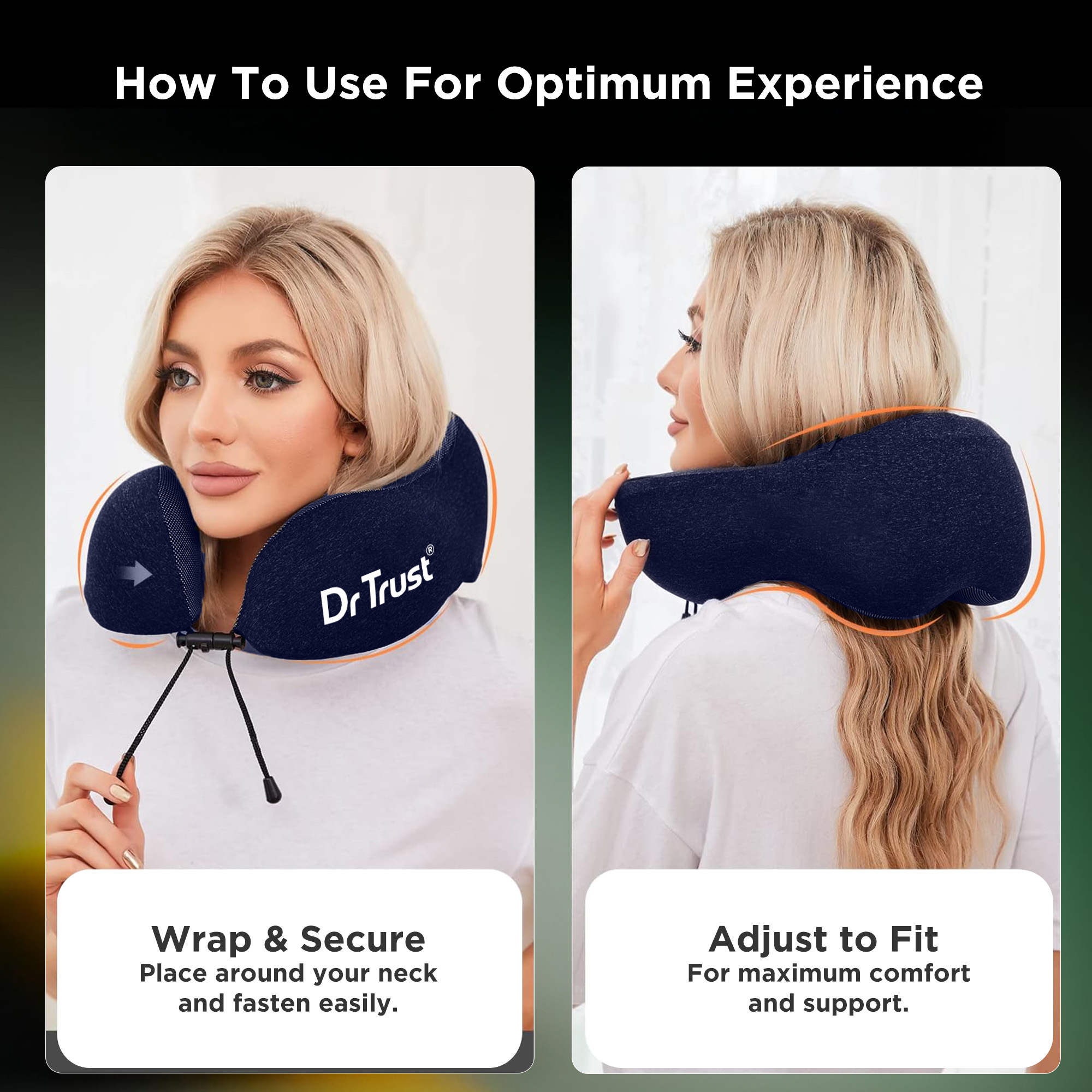 Dr Trust USA Orthopedic Memory Foam Travel Neck Pillow 358