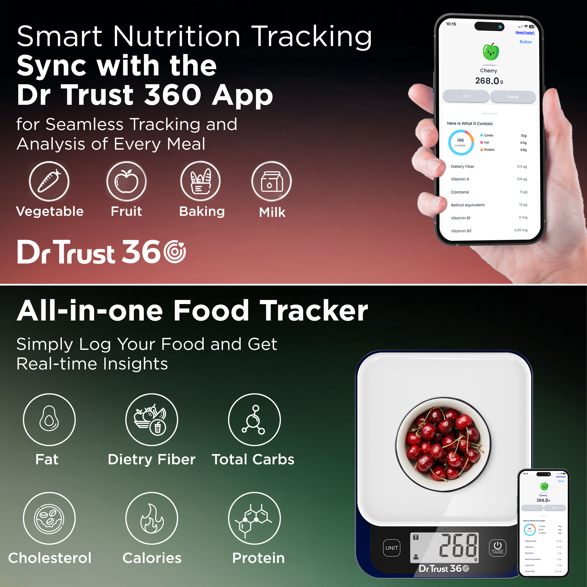 Dr Trust USA Smart Nutrition Food Kitchen Scale with App 530