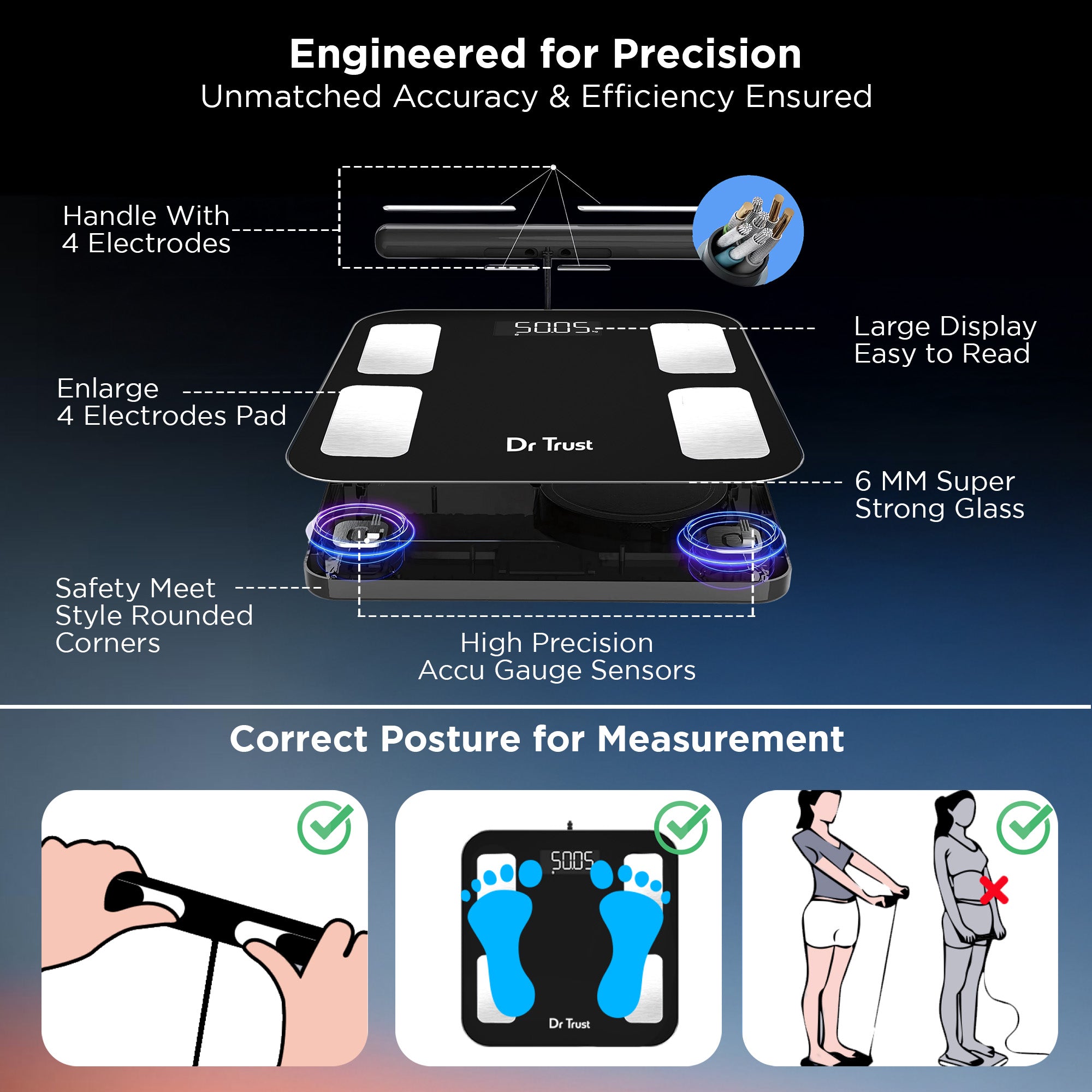 Dr Trust USA Eight Electrode Digital Body Weight BMI Machine 532