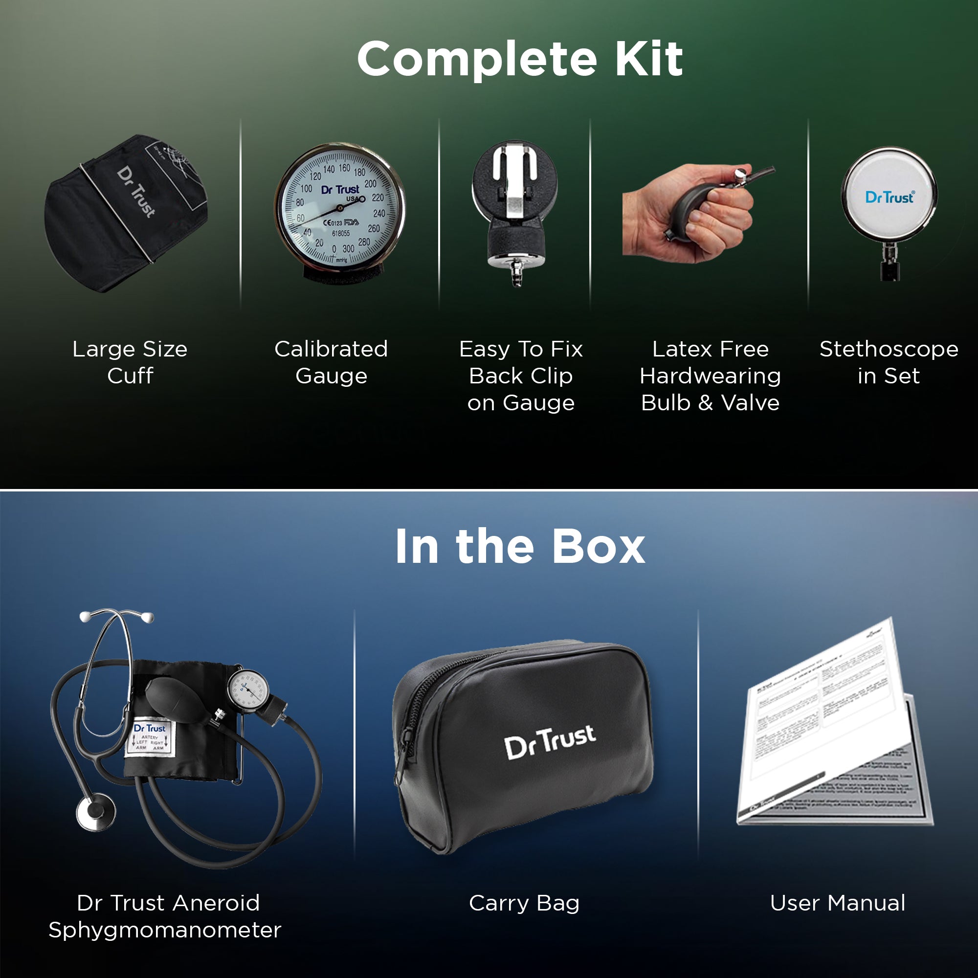 Dr Trust USA Aneroid Sphygmomanometer வித் ஸ்டெதாஸ்கோப் 112 