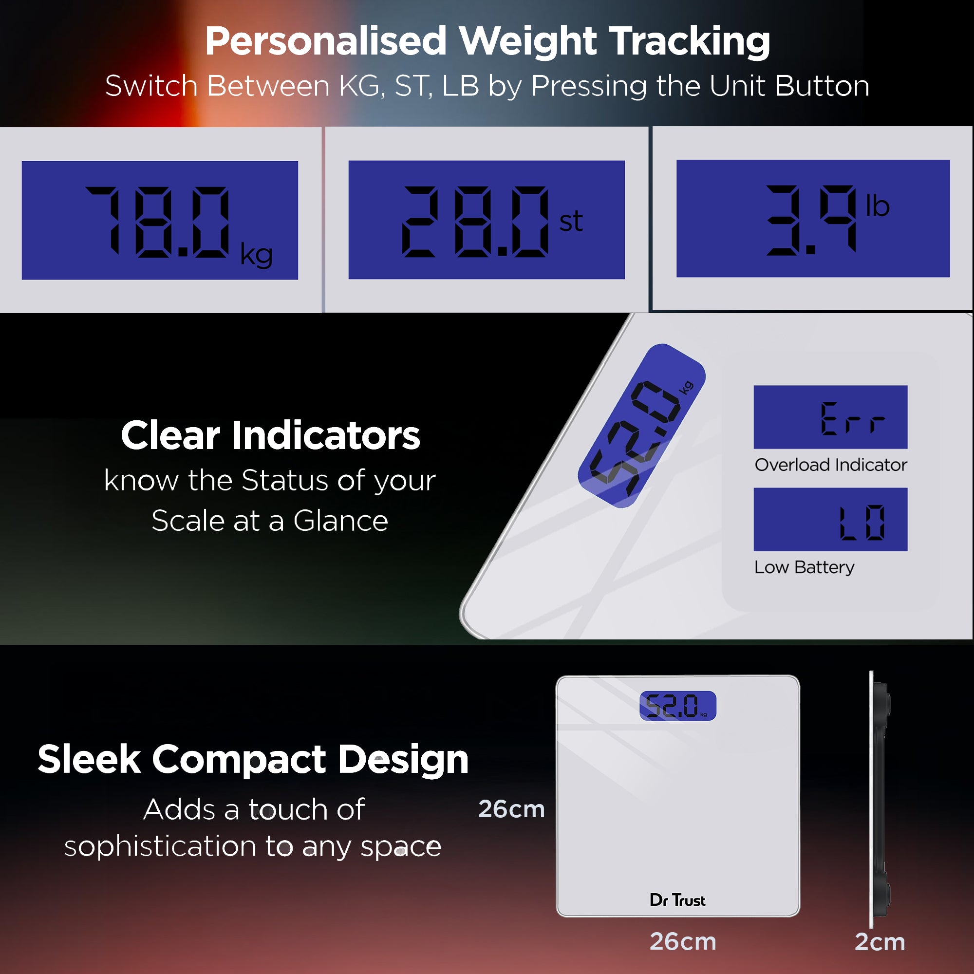 Dr Trust USA एलिगेंस पर्सनल स्केल वेइंग मशीन 514 