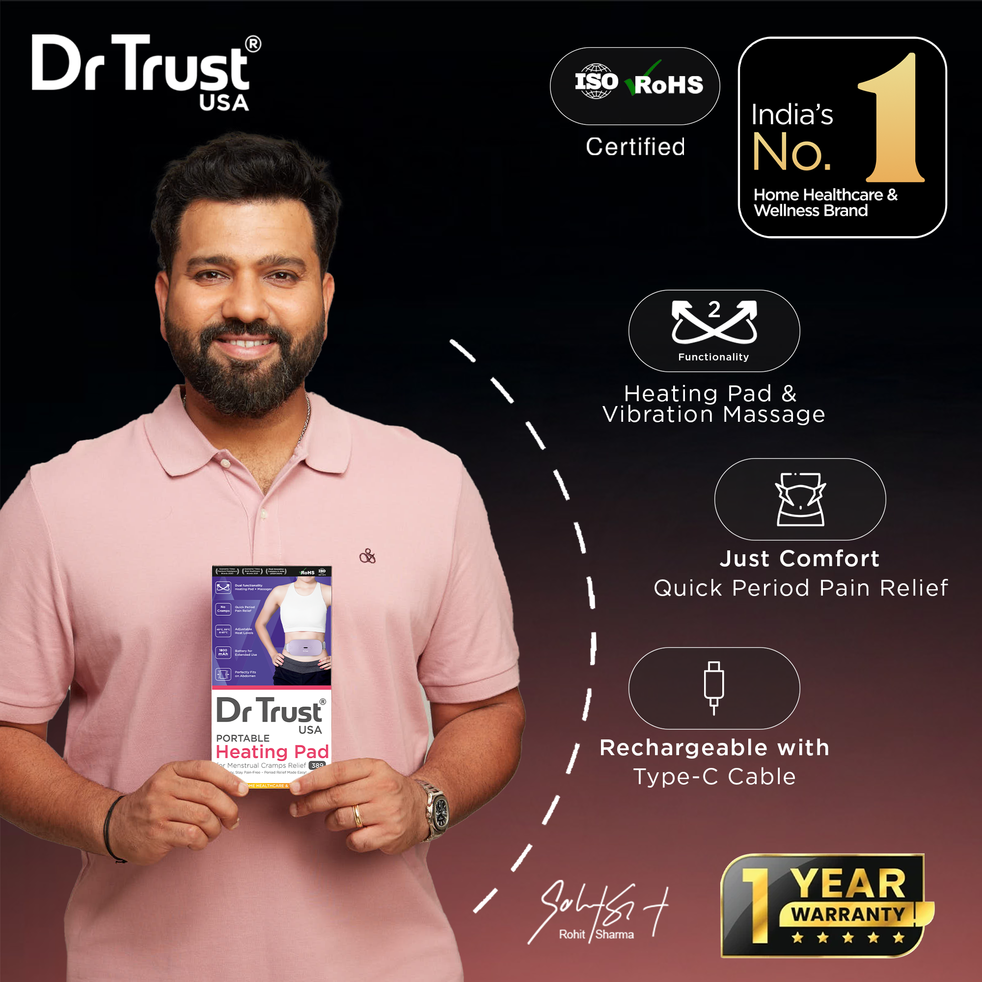 Dr Trust Period Cramps Pain Relief Heating & Massage Pad 389