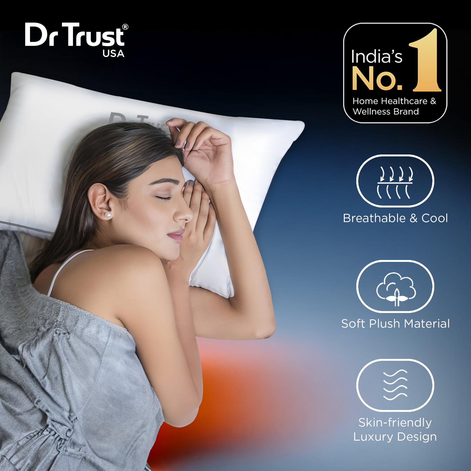 Dr Trust USA Luxurious Microfibre Cloud Sleeping Pillow 367 (White)