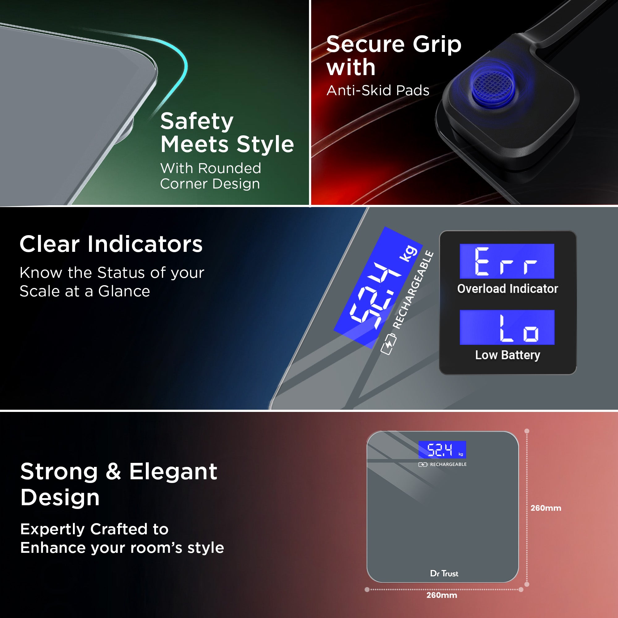 Dr Trust USA Platinum Rechargeable Personal Weighing Scale 501
