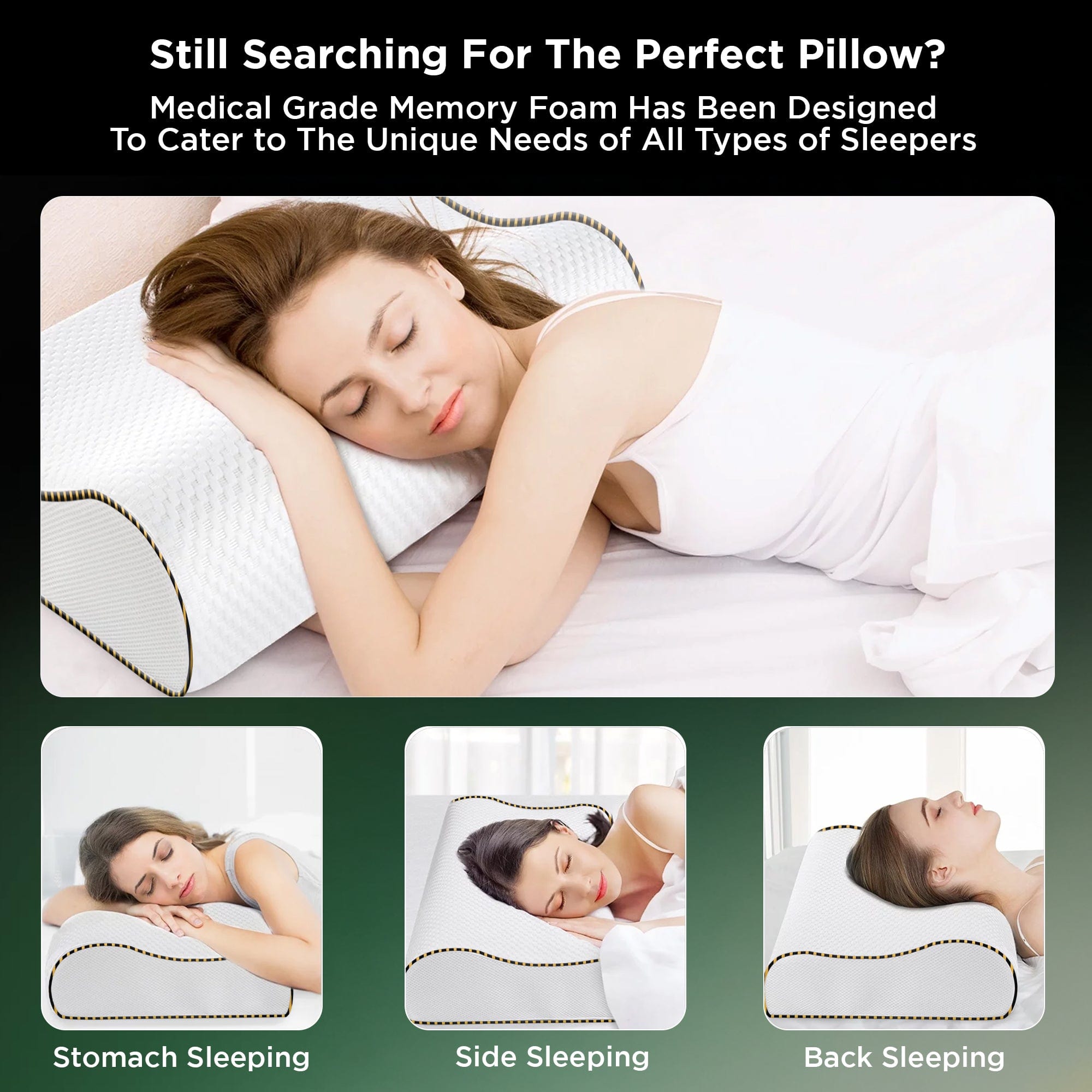 Dr Trust USA Cervical Pillow Dr Trust USA Orthopedic Memory Foam Cervical Neck Pillow, Contoured Support, Spine & Shoulder Pain Relief for Side Sleeper - 355 (Size 60 x 36 x 11 cm) Pack of 1