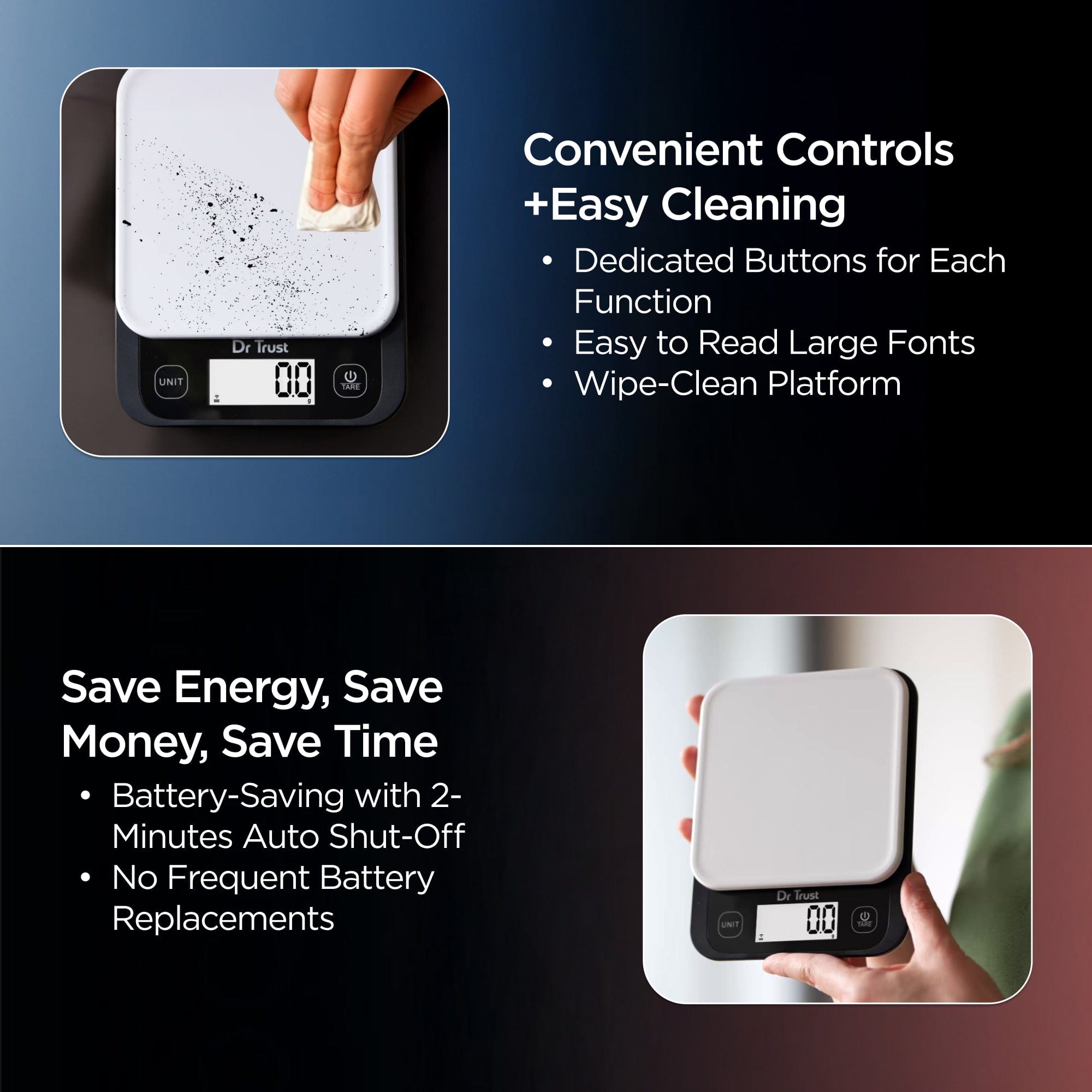 Dr Trust USA kitchen scale Dr Trust USA Kitchen Weighing Scale 528 Measures Portion Sizes of Food Ingredients At Home & Shop, Baking Weight Machine With Tare Function, Diet Meals Portion Control For Healthy Eating (5 Kg)