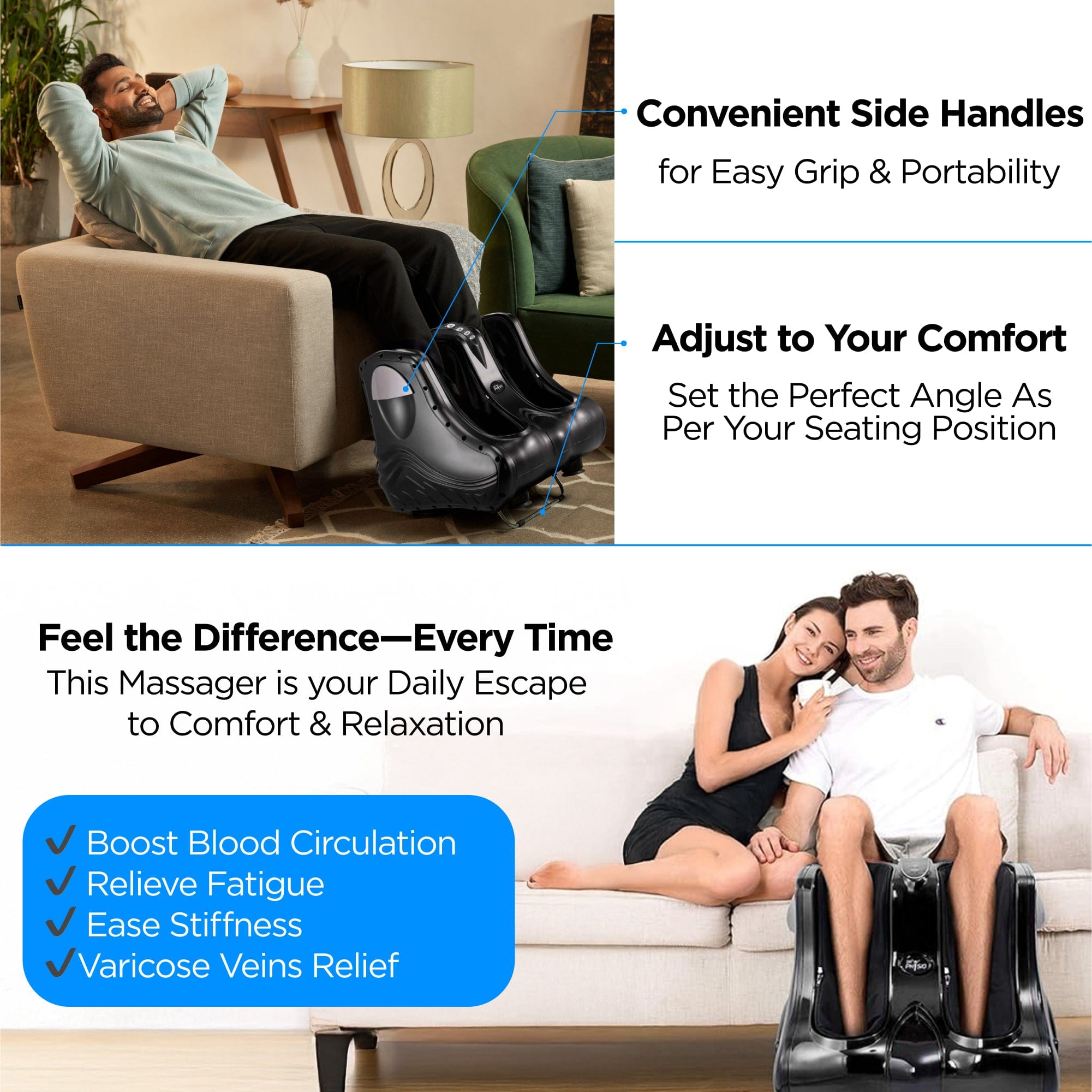 Dr Trust USA foot massager Dr Physio USA 1046 Monarch Leg, Foot, Ankle & Calf Massage Machine with Heat, Deep Kneading & Vibration Massager For Plantar Fasciitis, Aches, Stiffness Pain Relief Home and Spa Relaxation Massager