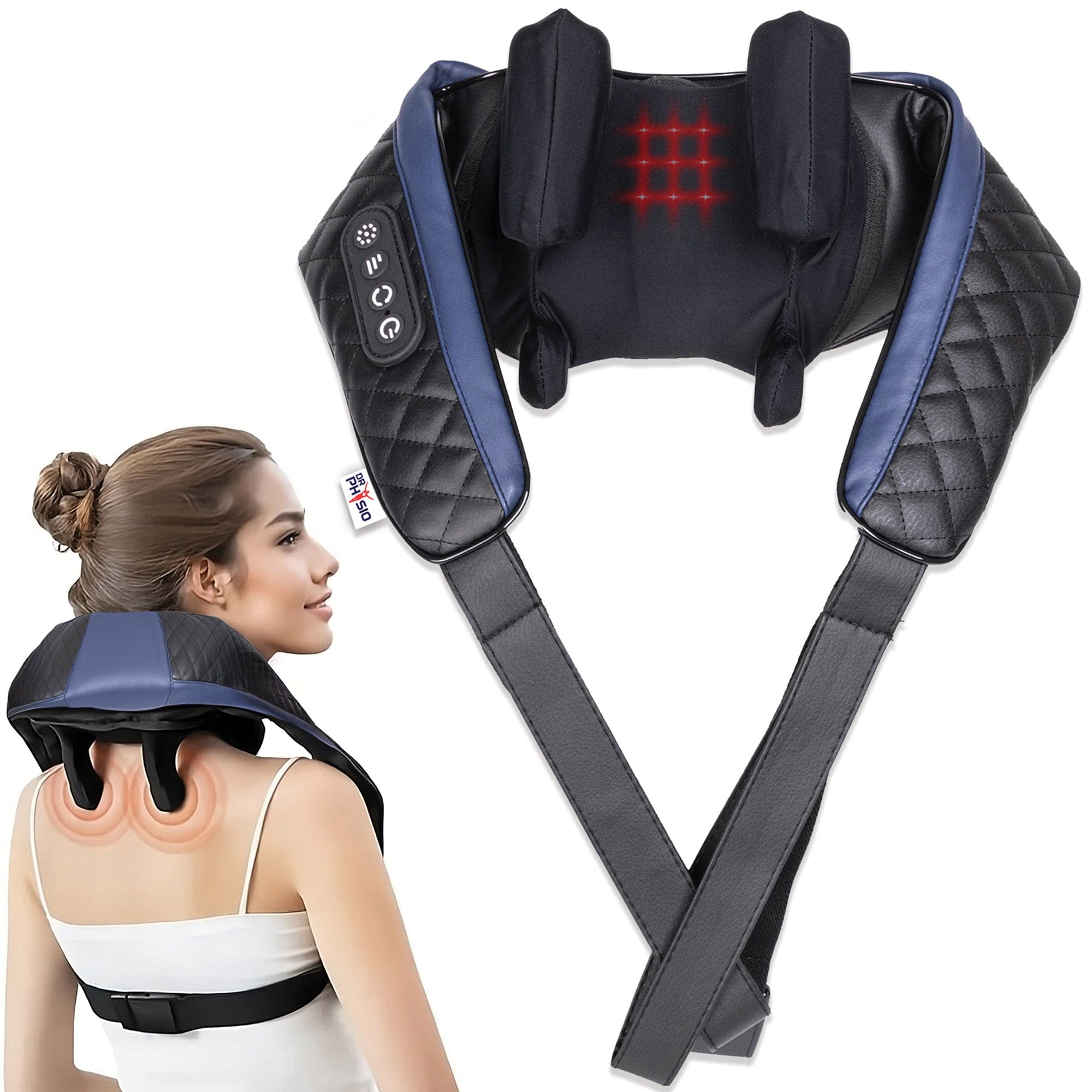 Dr Trust USA Massager Dr Physio USA 1048 Rechargeable Neck, Shoulder & Back Massager with IR Warmth Hands-free Deep Tissue Shiatsu Massage Machine for Full-Body Pain Relief & Relaxation, Ideal Gift for Men & Women