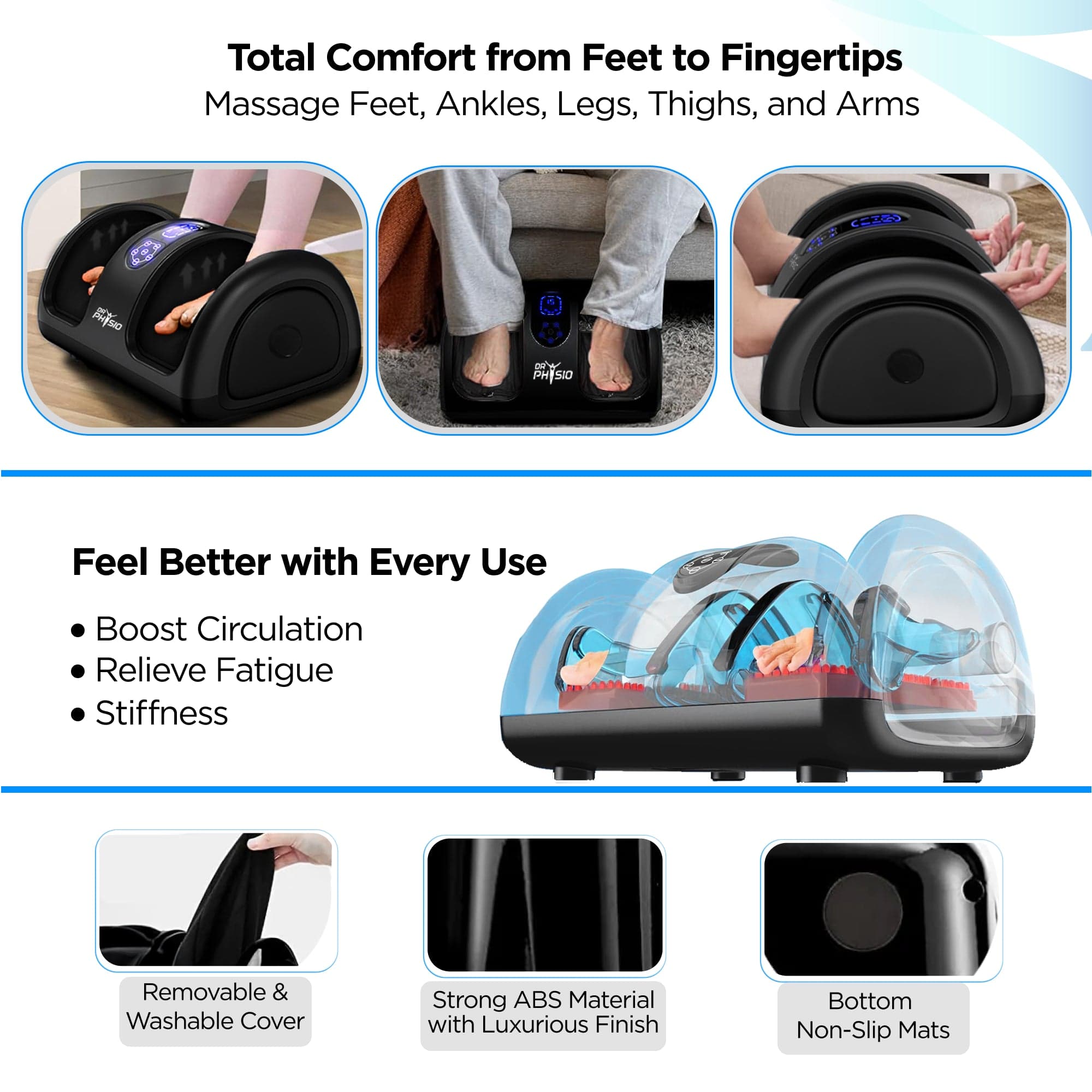 Dr Trust USA foot masager Dr Physio USA Bliss Shiatsu Electric Foot Massage Machine for Tired Muscles Pain Relief, Promotes Blood Circulation Deep Tissue Kneading Massager for Varicose Vein & Plantar Fasciitis Feet Pain 1045