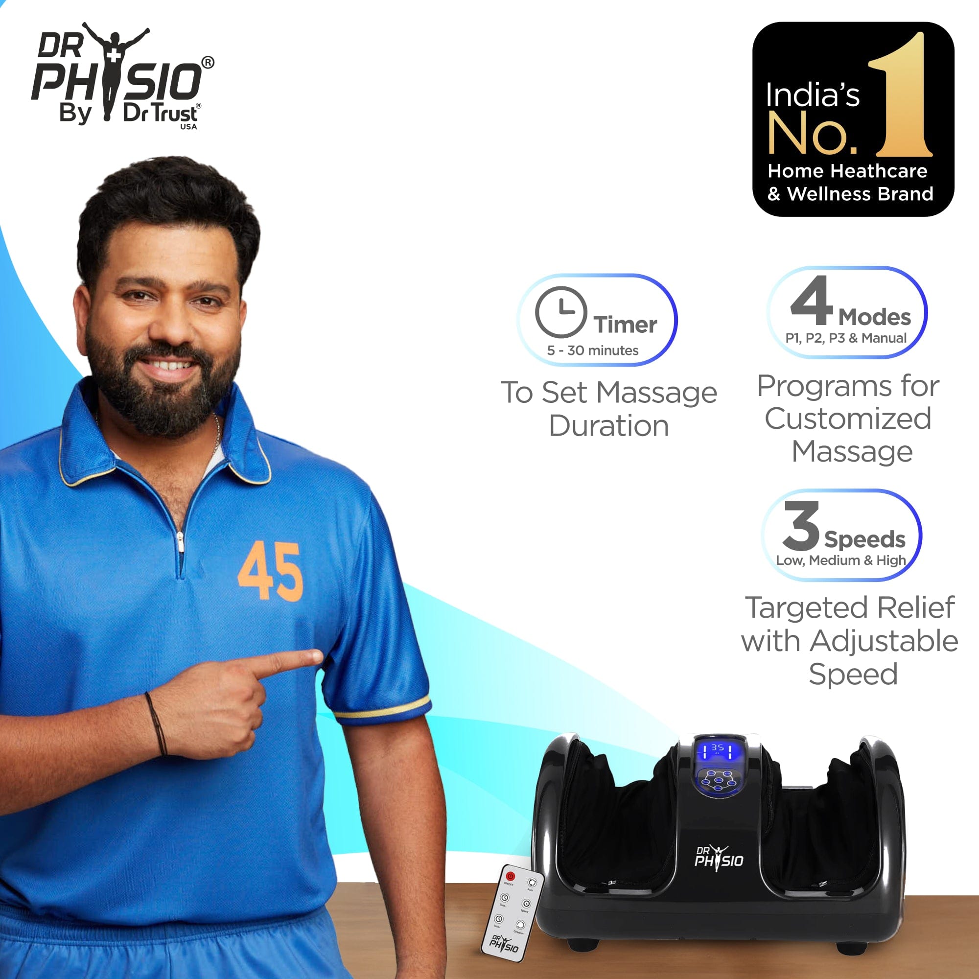 Dr Trust USA foot masager Dr Physio USA Bliss Shiatsu Electric Foot Massage Machine for Tired Muscles Pain Relief, Promotes Blood Circulation Deep Tissue Kneading Massager for Varicose Vein & Plantar Fasciitis Feet Pain 1045