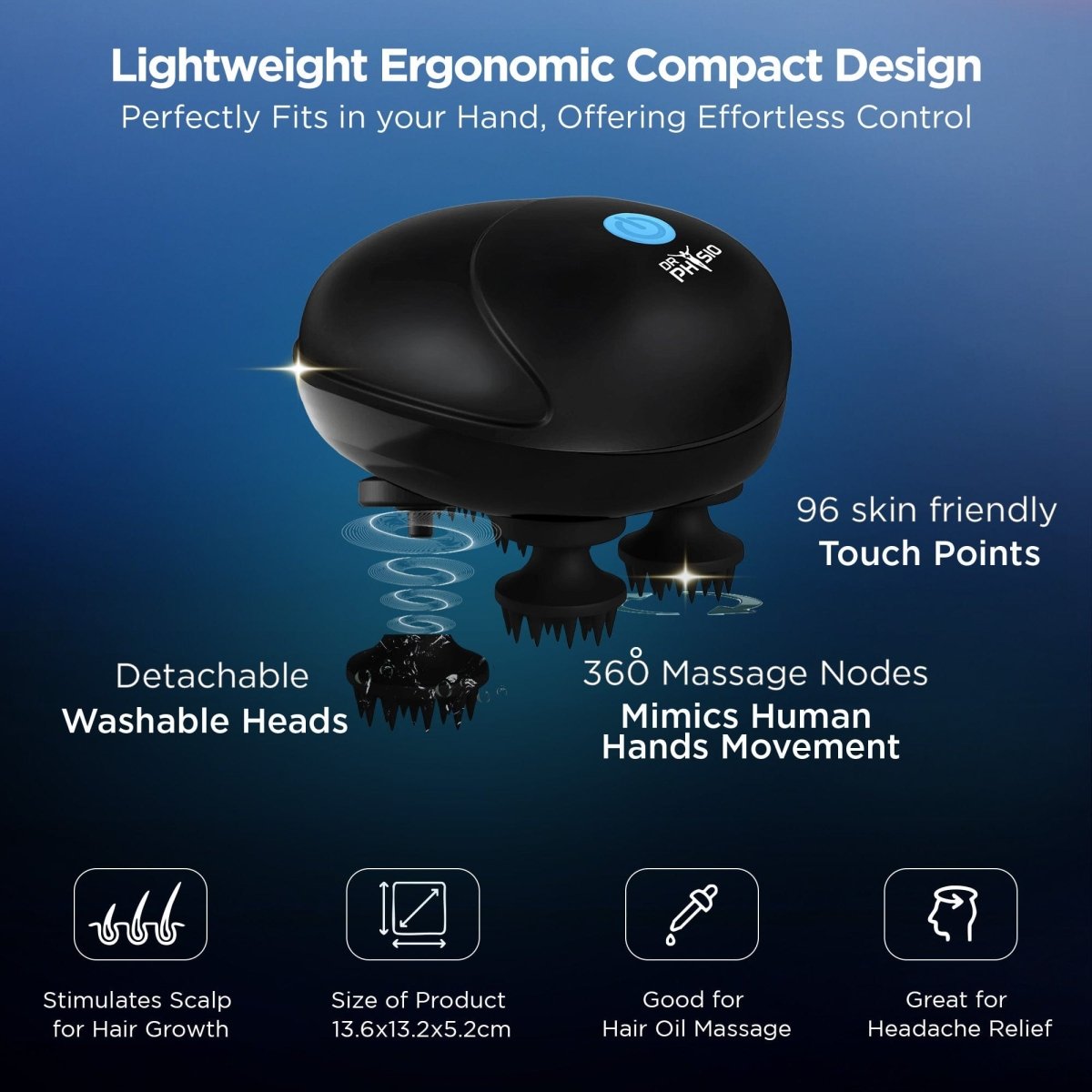 Dr Physio USA Head & Scalp Massager Handheld 1036 (Black)