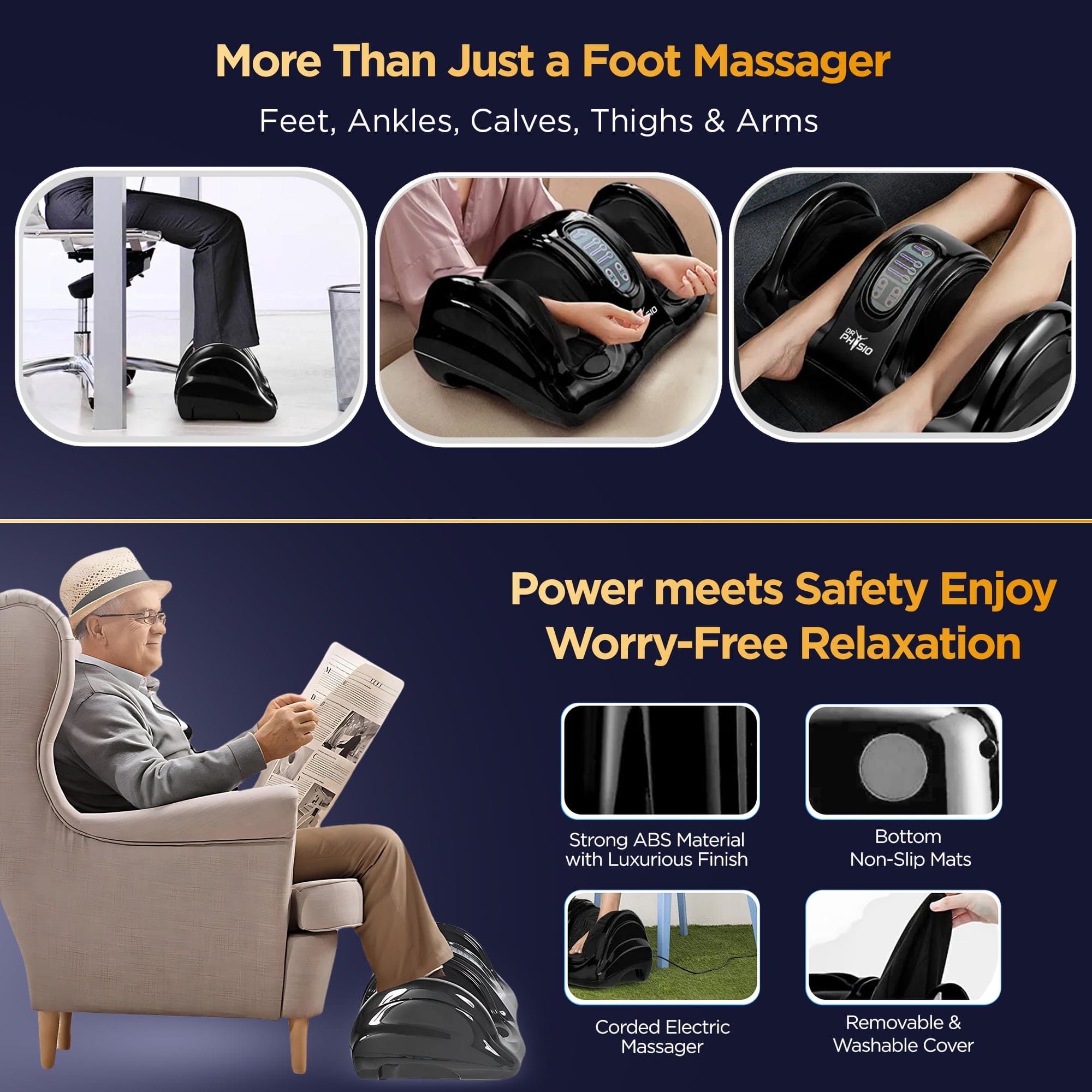 Dr Trust USA foot masager Dr Physio USA Maestro Shiatsu Electric Foot Massager Machine for Plantar Feet Pain Relief, Kneading & Rolling Massage, Multipurpose Hand, Leg, and Arms Massage Improving Blood Circulation, Customized Settings 1044