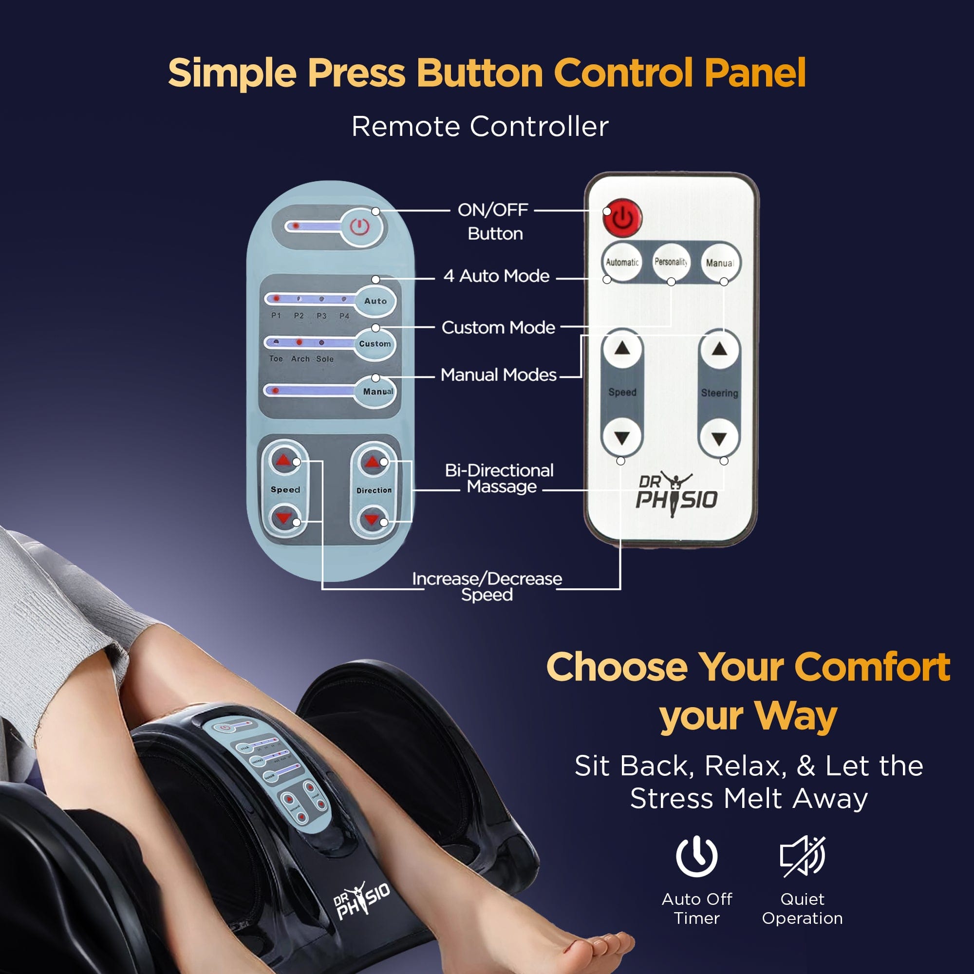 Dr Trust USA foot masager Dr Physio USA Maestro Shiatsu Electric Foot Massager Machine for Plantar Feet Pain Relief, Kneading & Rolling Massage, Multipurpose Hand, Leg, and Arms Massage Improving Blood Circulation, Customized Settings 1044