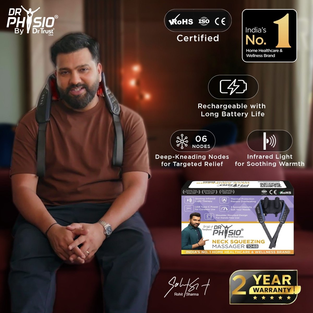 Dr Physio USA Rechargeable Neck, Shoulder & Back Massager 1048