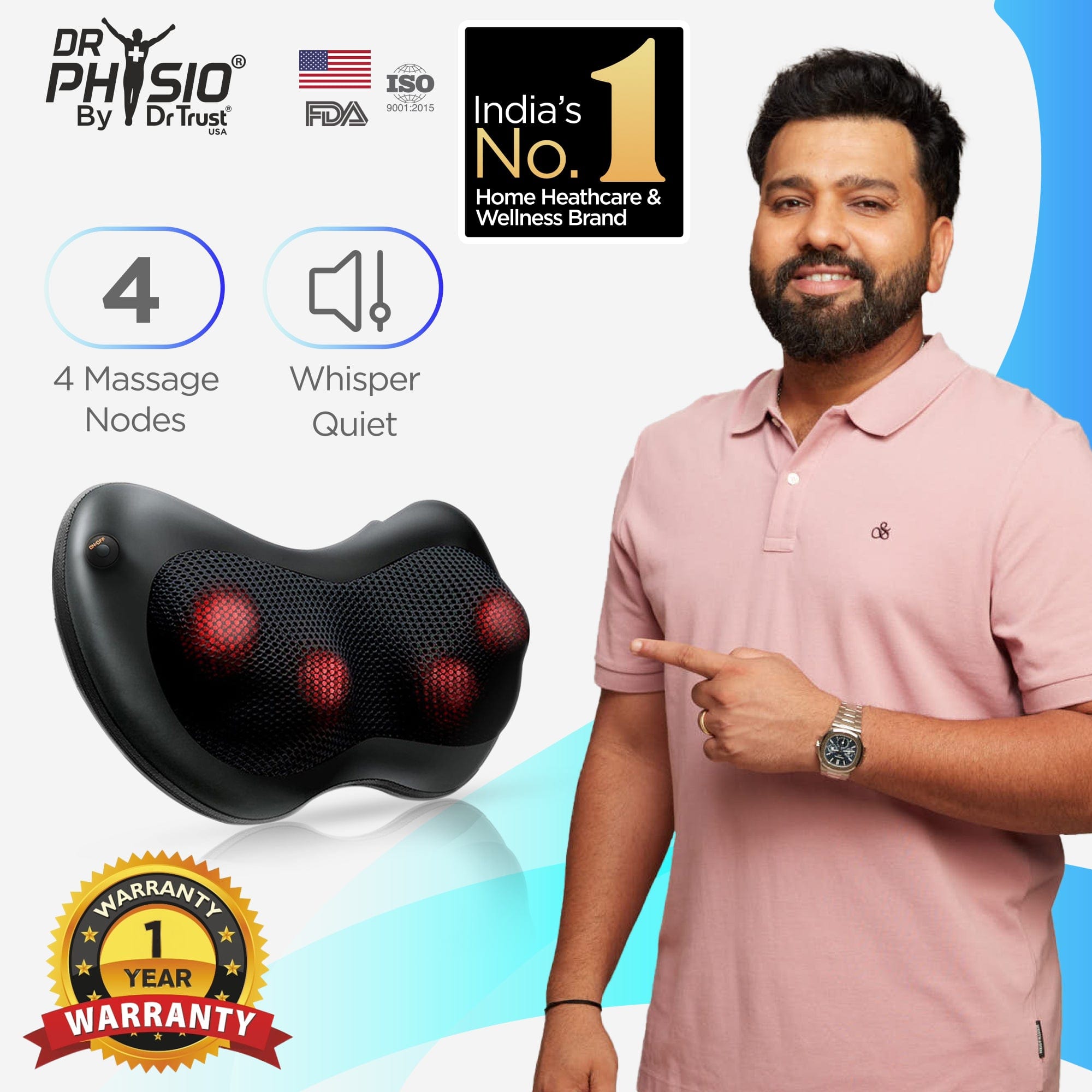 Dr Trust USA Massager Dr Physio USA Shiatsu Cushion Full Body Neck Massager Machine 1012