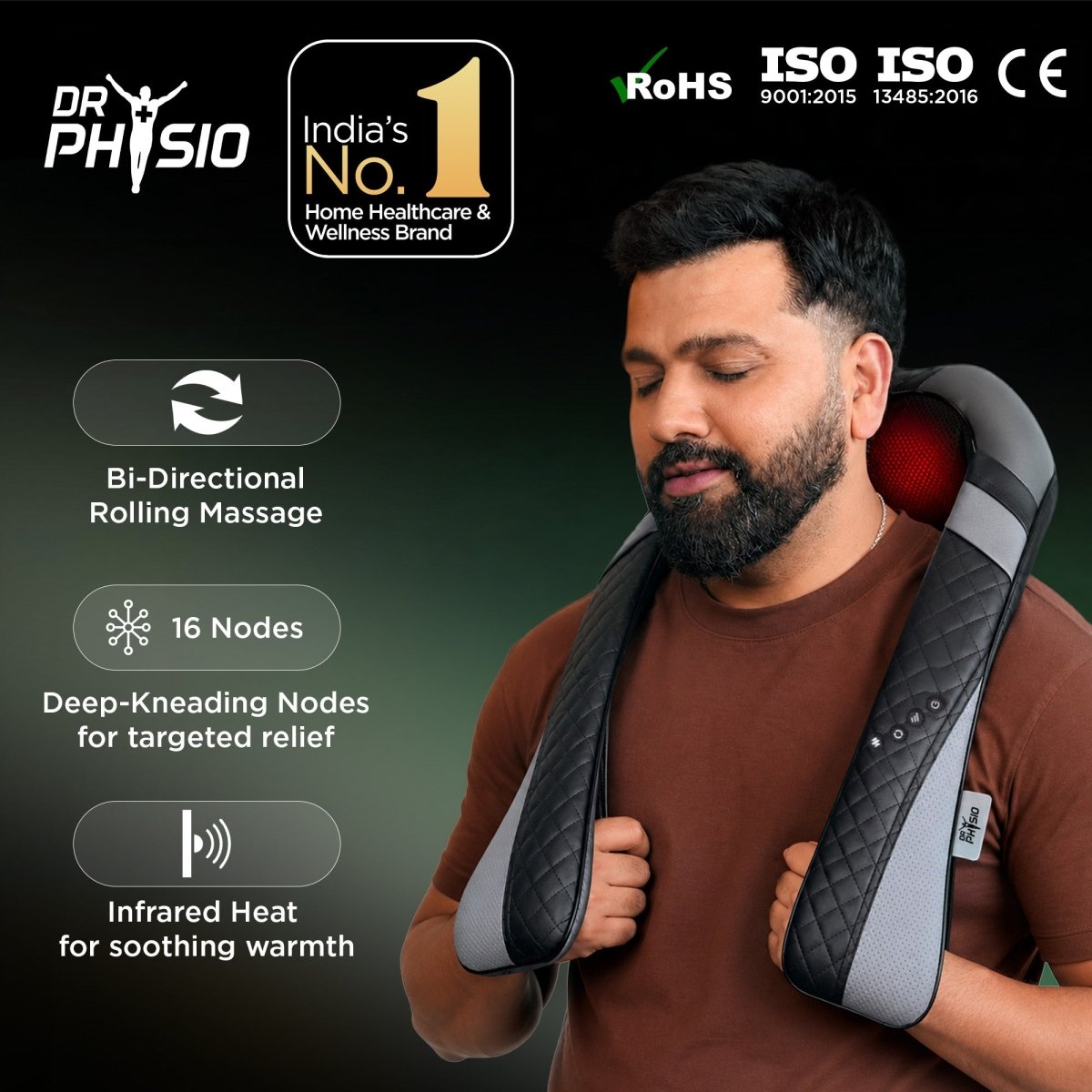 Dr Physio USA Shiatsu Neck, Back and Shoulder Massager with Heat 1047