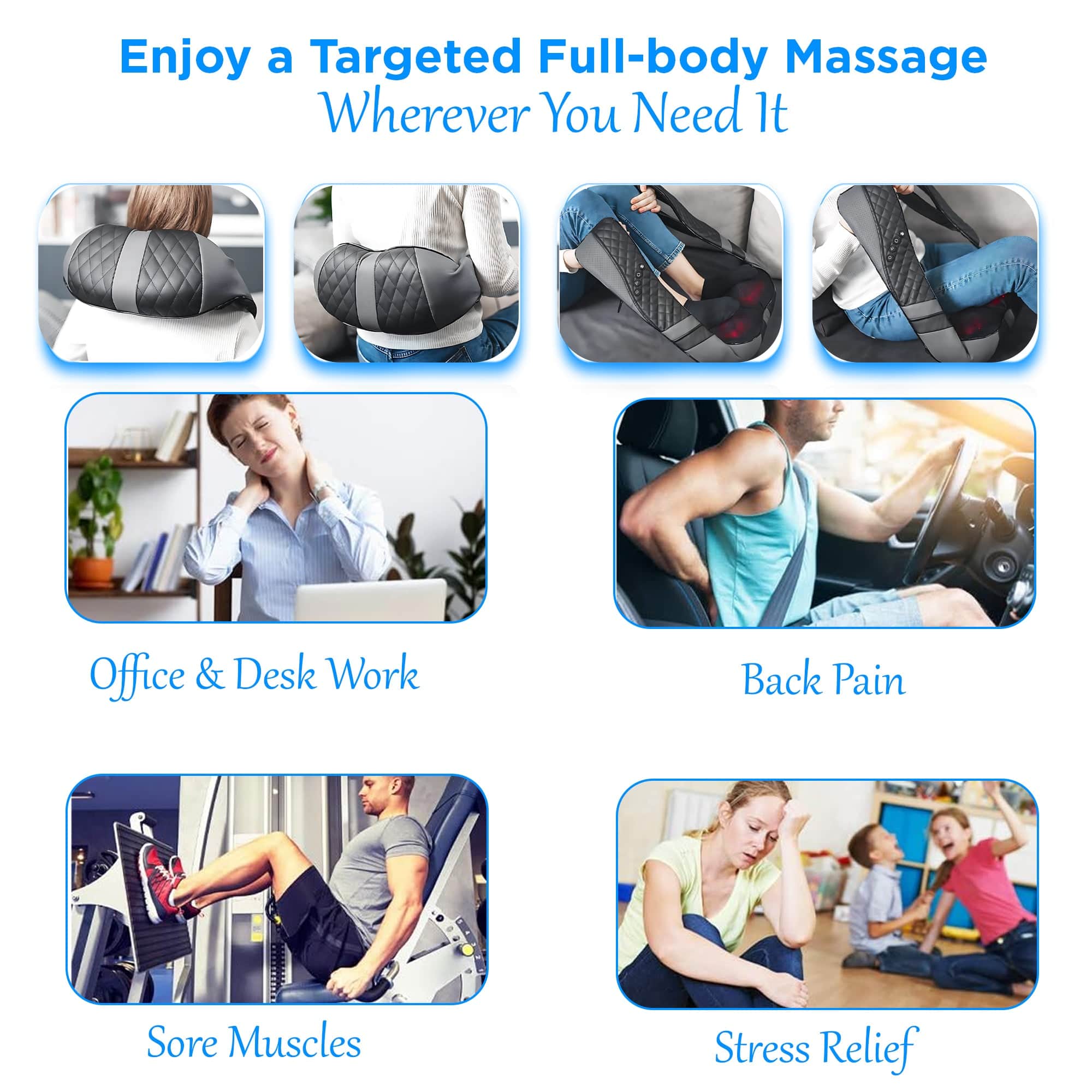 Dr Trust USA Massager Dr Physio USA Shiatsu Neck, Back and Shoulder Massager with Heat, Electric Deep Tissue Kneading Massage for Cervical Spondylosis Muscle Pain Relief 1047