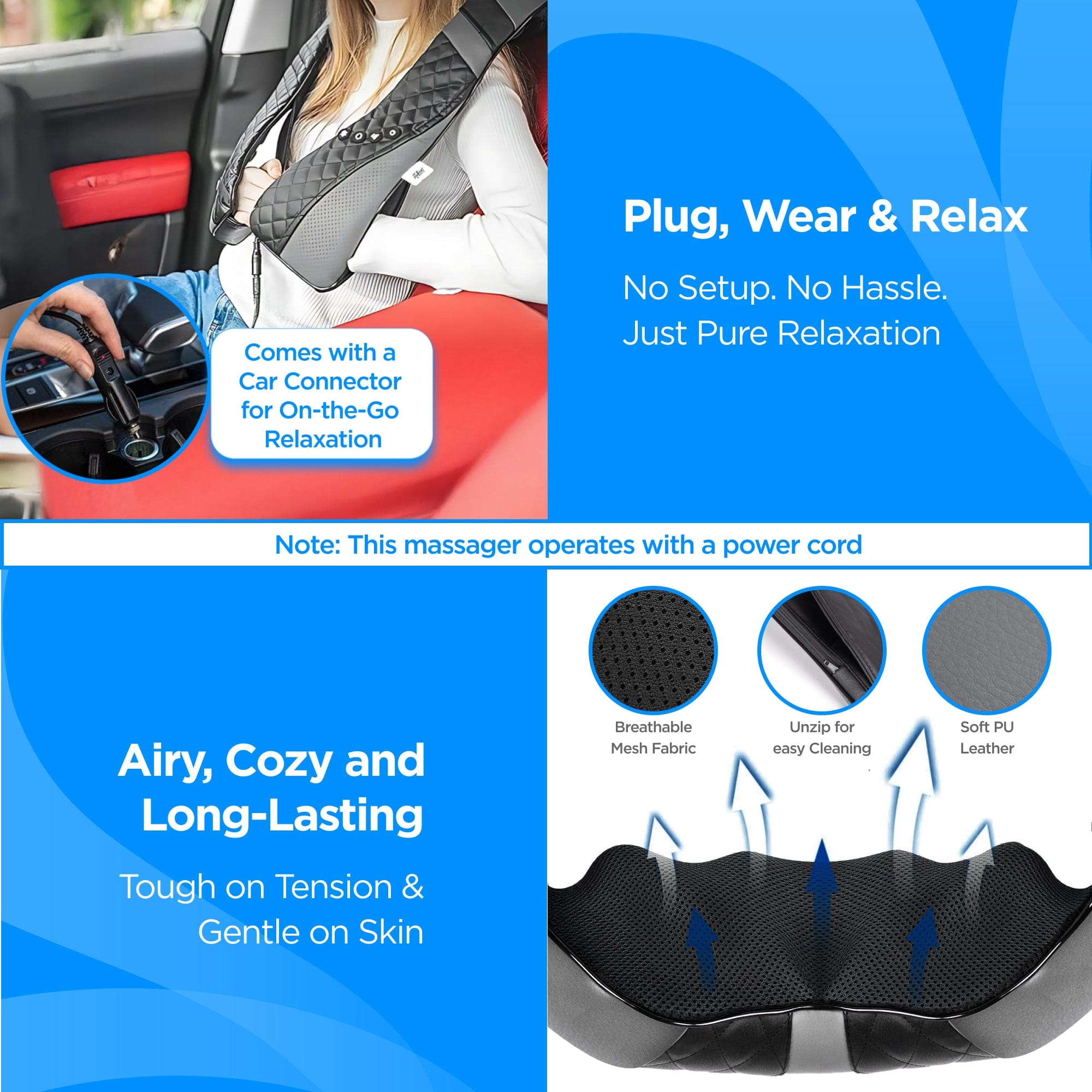 Dr Trust USA Massager Dr Physio USA Shiatsu Neck, Back and Shoulder Massager with Heat, Electric Deep Tissue Kneading Massage for Cervical Spondylosis Muscle Pain Relief 1047