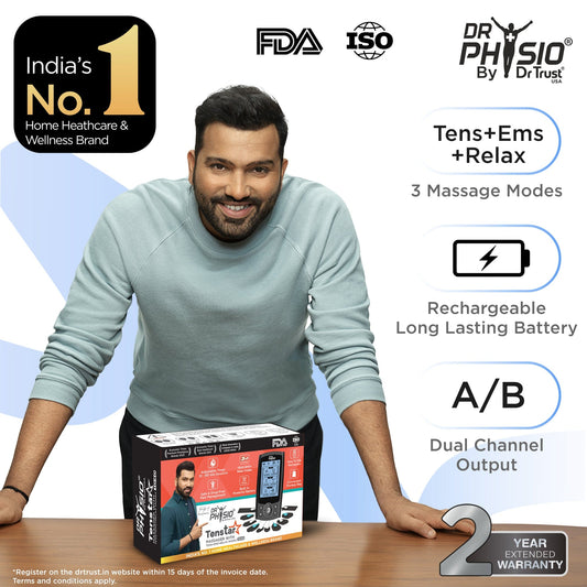 Dr Trust USA Massager Dr Physio USA TENStar Massager Machine with TENS, PMS, Relax Modes for Muscle Pain Relief Rechargeable, Dual Channel Pulse Impulse Nerve Stimulator Body Massage Device 1040 For Physiotherapy