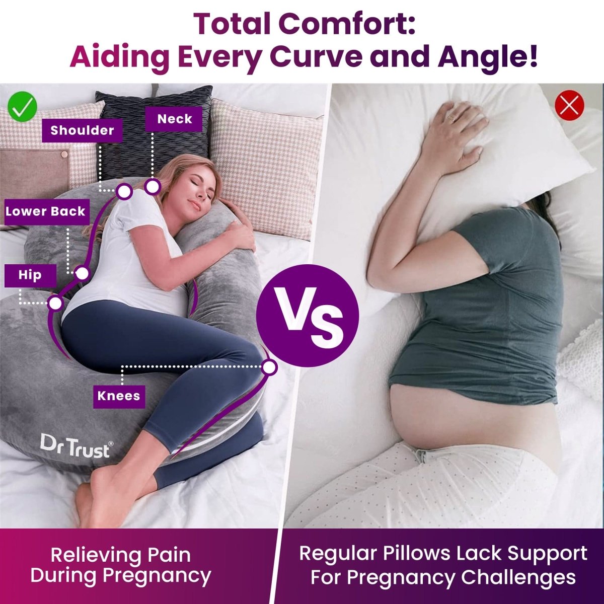 Dr Trust C - Shaped Full Body Pillow | Multi - Purpose Maternity Support 362