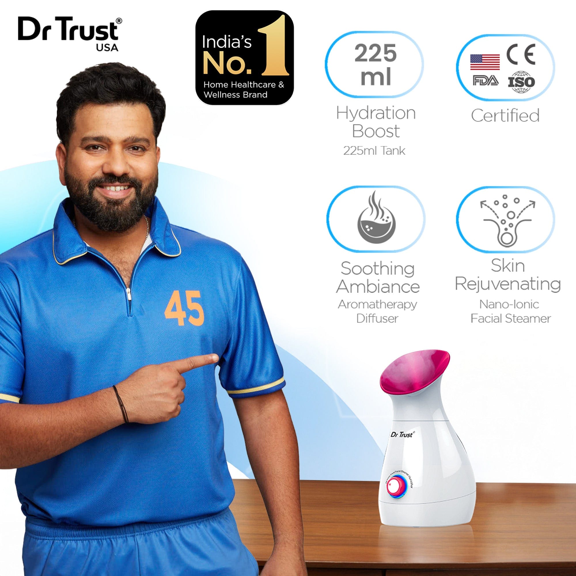 Dr Trust USA facial Steamer Dr Trust USA 3-in-1 Nano Ionic Facial Steamer Vaporizer (Pink) 905