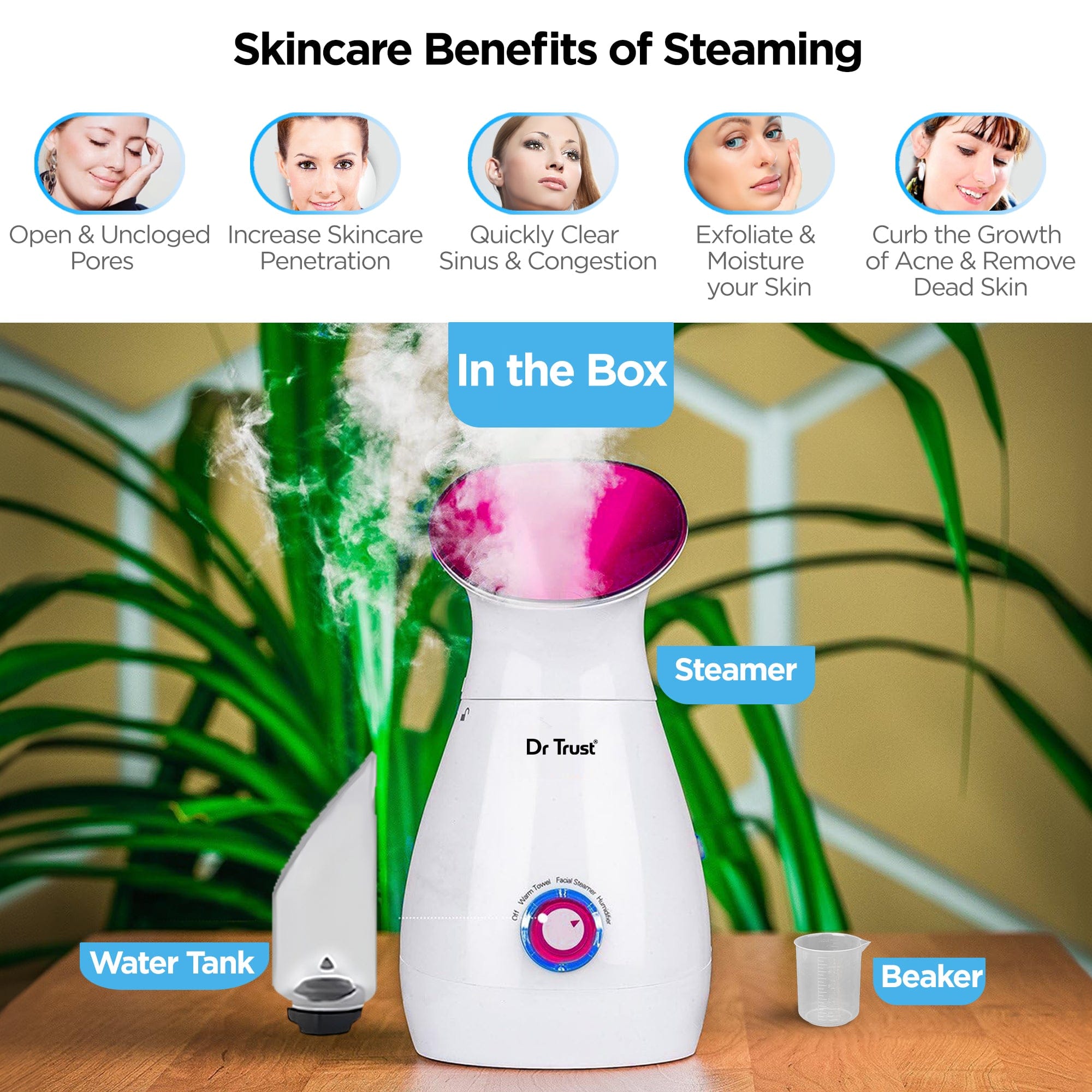 Dr Trust USA facial Steamer Dr Trust USA 3-in-1 Nano Ionic Facial Steamer Vaporizer (Pink) 905