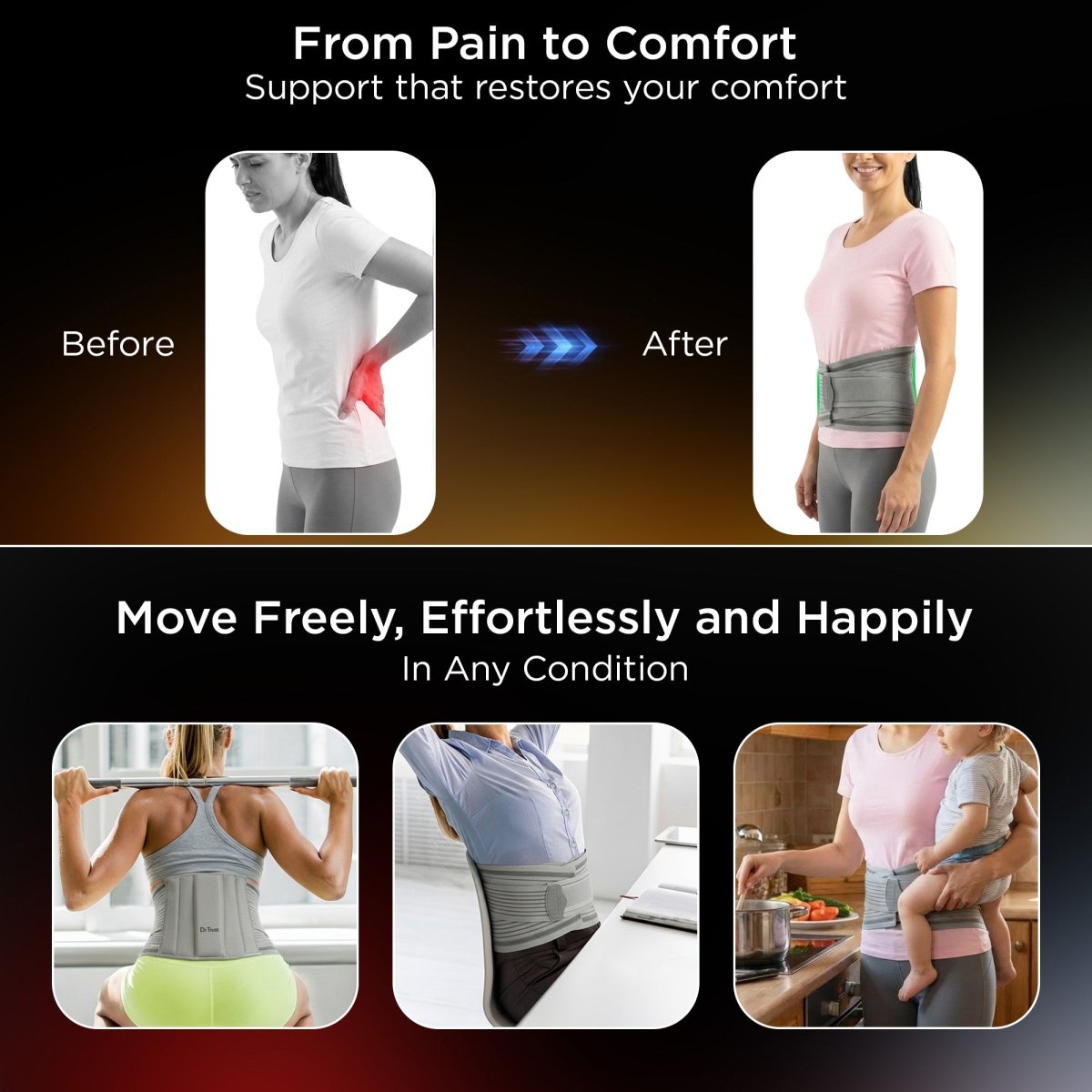 Dr Trust USA 4004 Lumbo Sacral Belt for Lower Back Pain Relief Perfect Lumbar Support for Men & Women Compression Belt for Arthritis, Spondylosis & Posture Correction