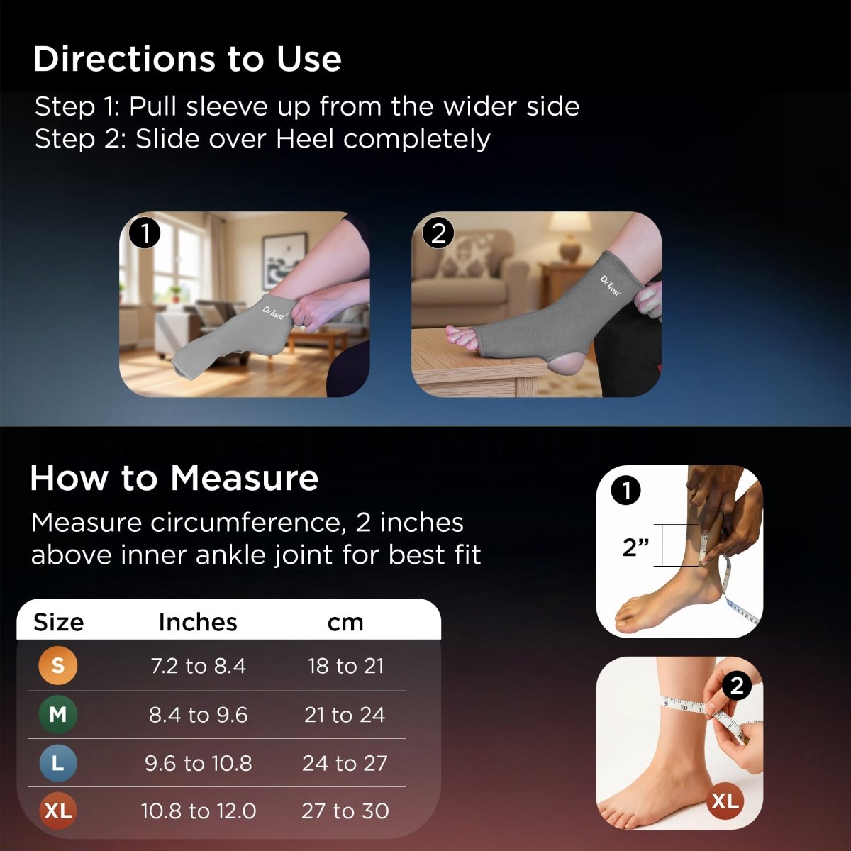 Dr Trust USA 4303 3D Knitted Ankle Support Sleeve with Open Heel Design for Ankle Pain Relief, Compression & Faster Healing, Sports & Injury Recovery Support Anklet Pair Sleeves