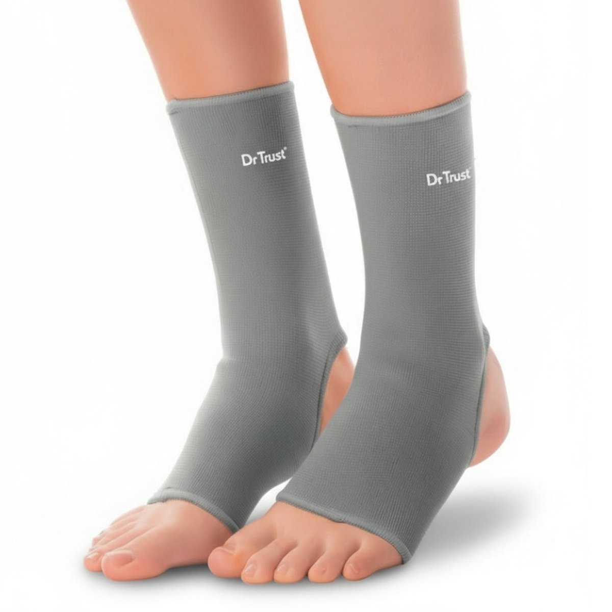 Dr Trust USA 4303 3D Knitted Ankle Support Sleeve with Open Heel Design for Ankle Pain Relief, Compression & Faster Healing, Sports & Injury Recovery Support Anklet Pair Sleeves