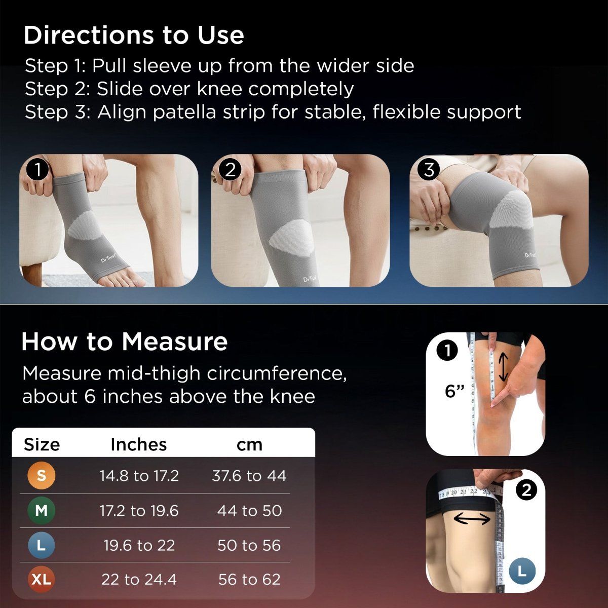 Dr Trust USA 4501 Premium Knee Support Cap for Sports, Gym, Exercise, Running, Cycling, Workout, Joint Pain Relief, Arthritis Compression Knee Brace for Men and Women